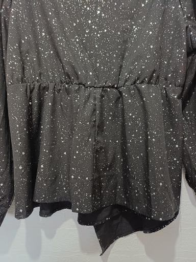 SHEIN Curve Black & White Speckled Wrap Peplum Blouse Plus Size 3XL Approx. 22" PTP - Very Good Condition