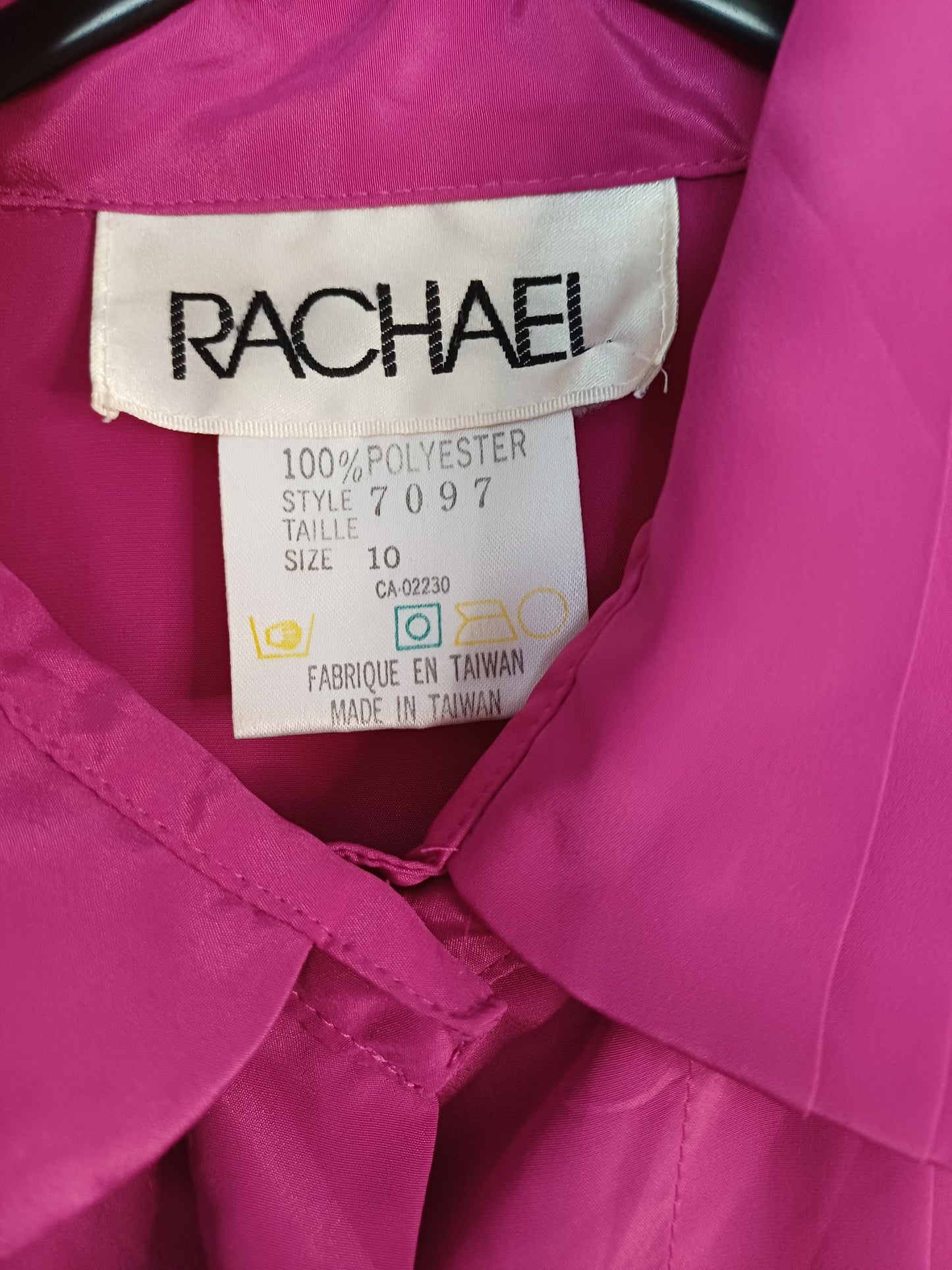 Rachael Vintage Bright Pink Pleated Front Blouse – Size 10 (80s/90s)