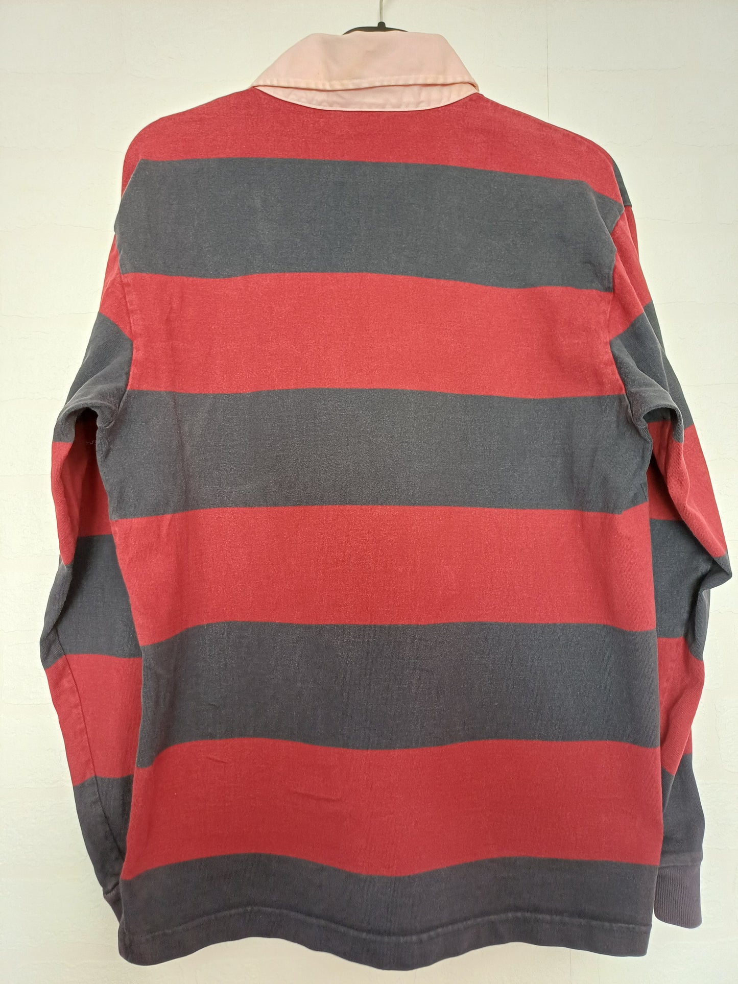 Old Navy Red and Navy Blue Rugby Shirt Medium 21" PTP - Good Condition