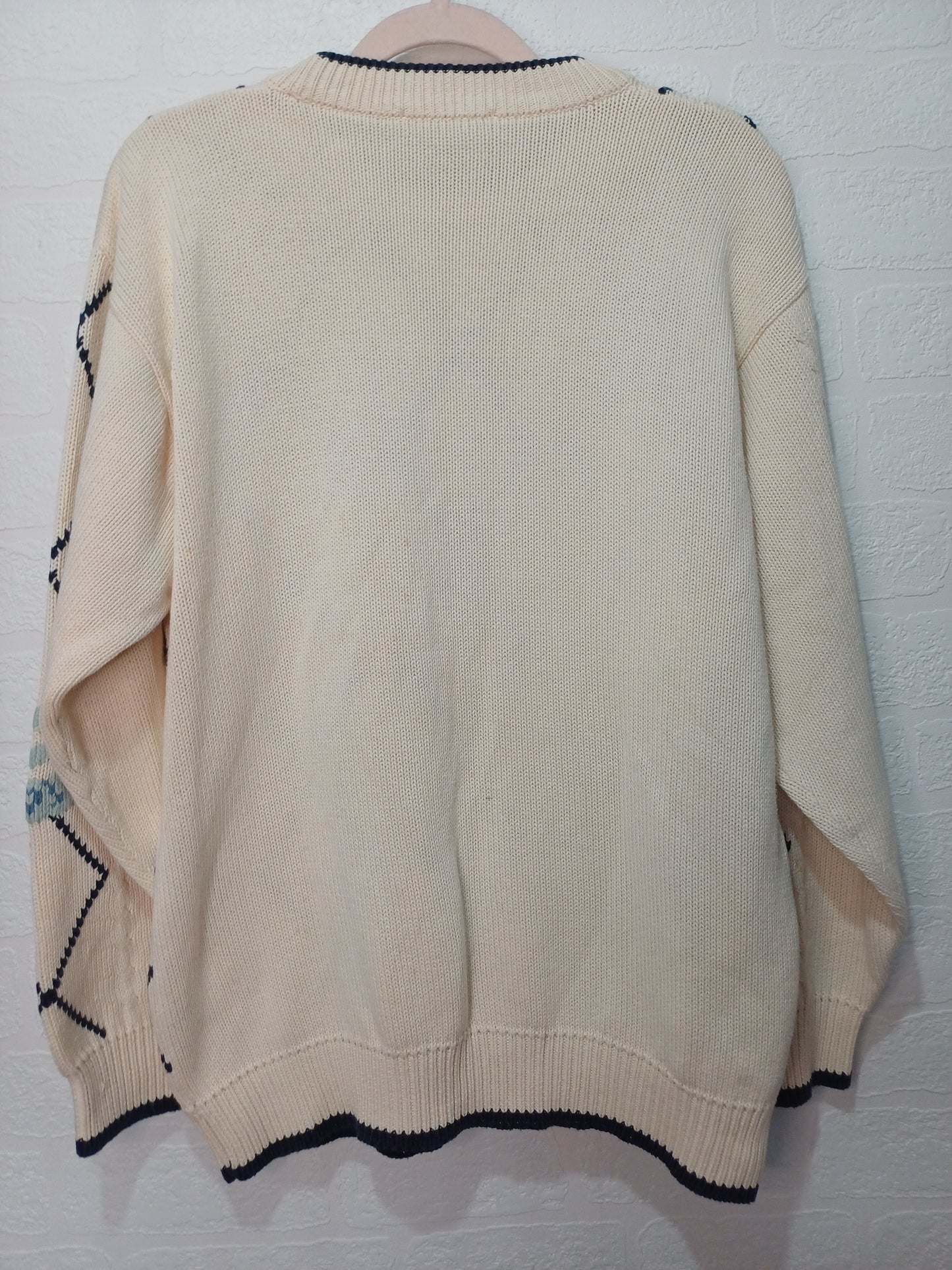 Cream With Boats and Anchors Top Medium 23" PTP - Very Good Condition