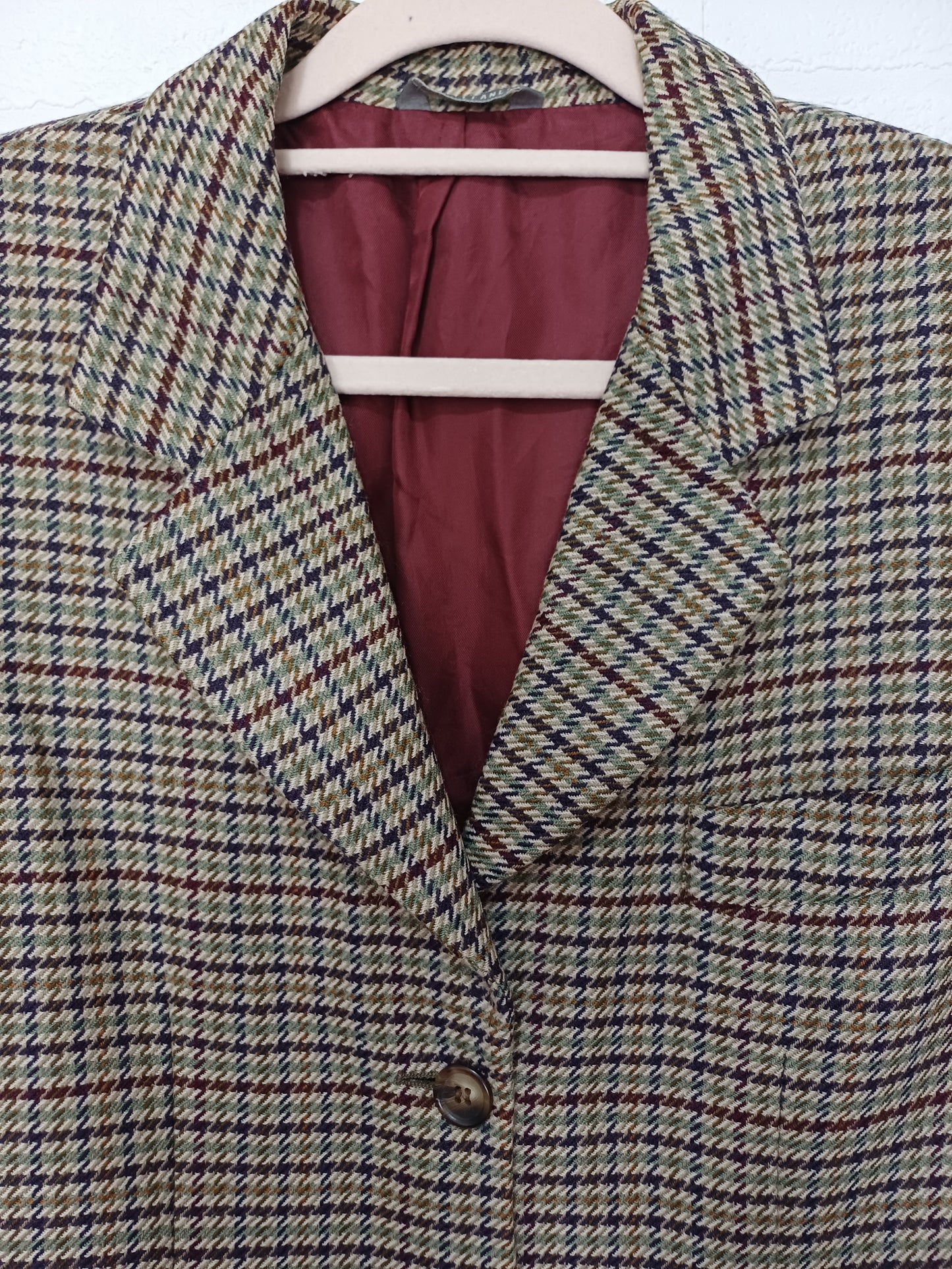 Stefanel Houndstooth Check Pure New Wool Blazer Medium 18" PTP - Very Good Condition