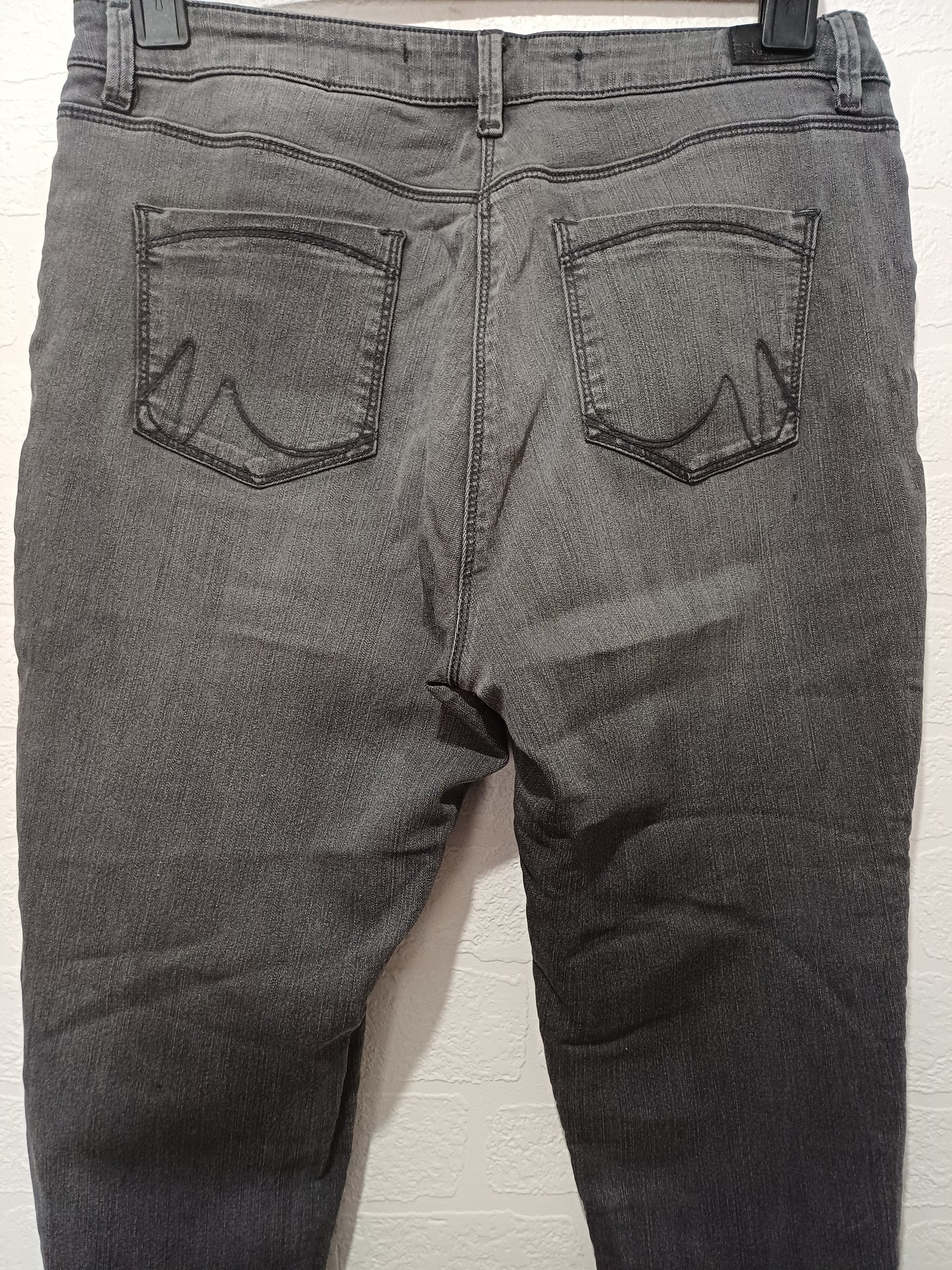 Next Grey/Black Faded Wash Skinny Jeans UK 14 Long Leg - Good Condition