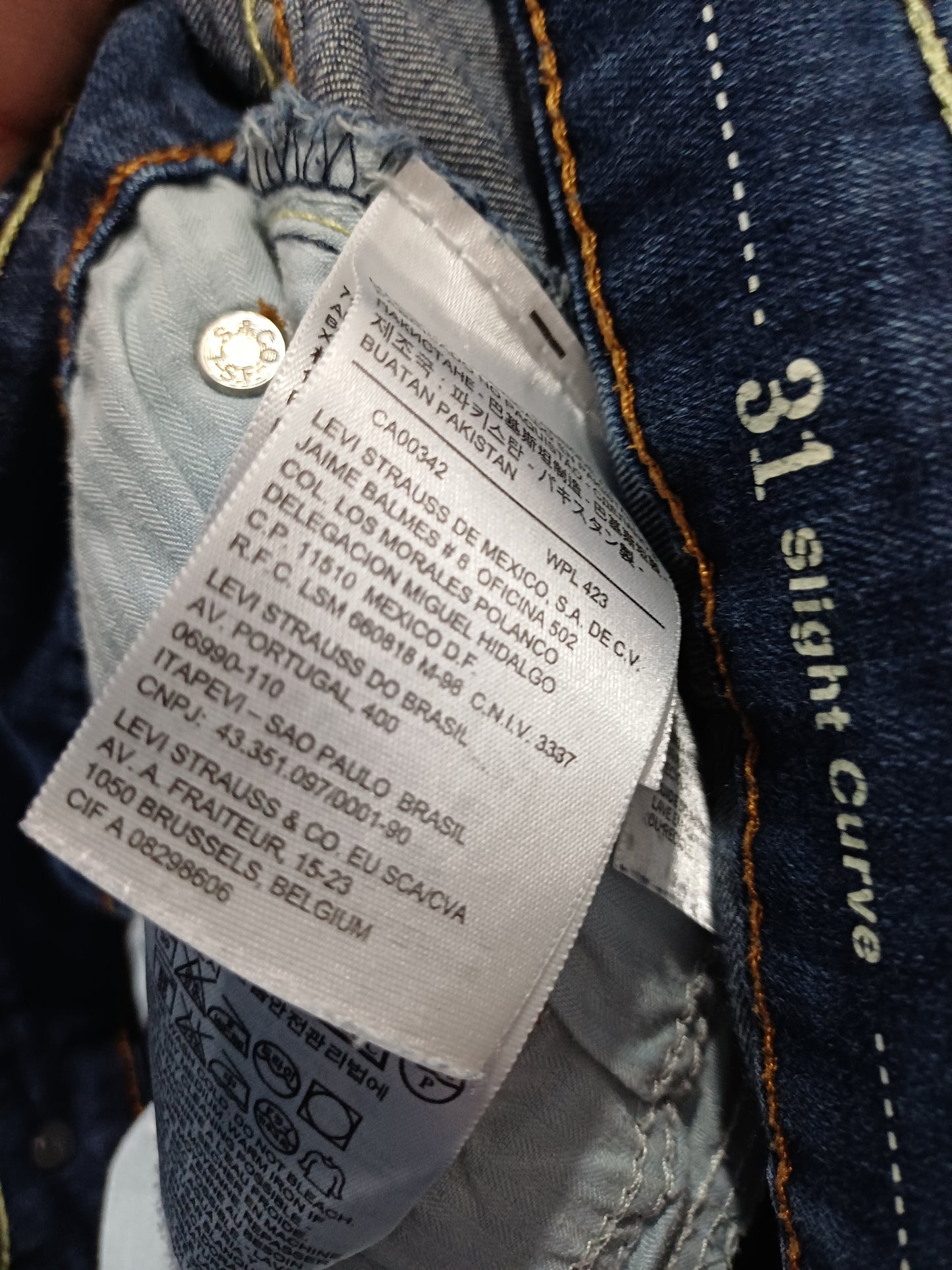 Levi's Blue Skinny Fit Jeans Approx 34W 31L - Good Condition
