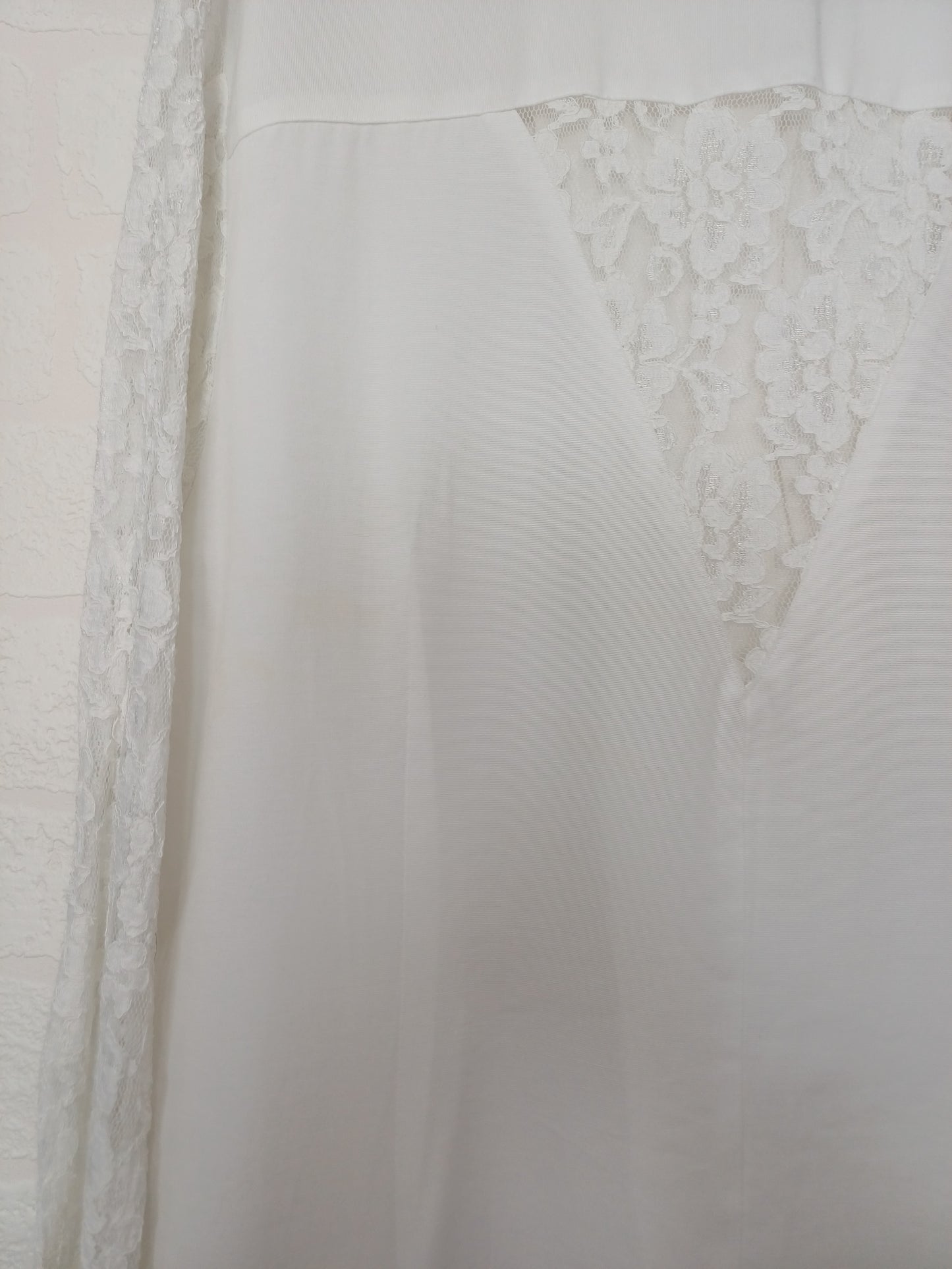 Skyline White Longline Lace Sleeve Blouse Medium 19" PTP - Good Condition