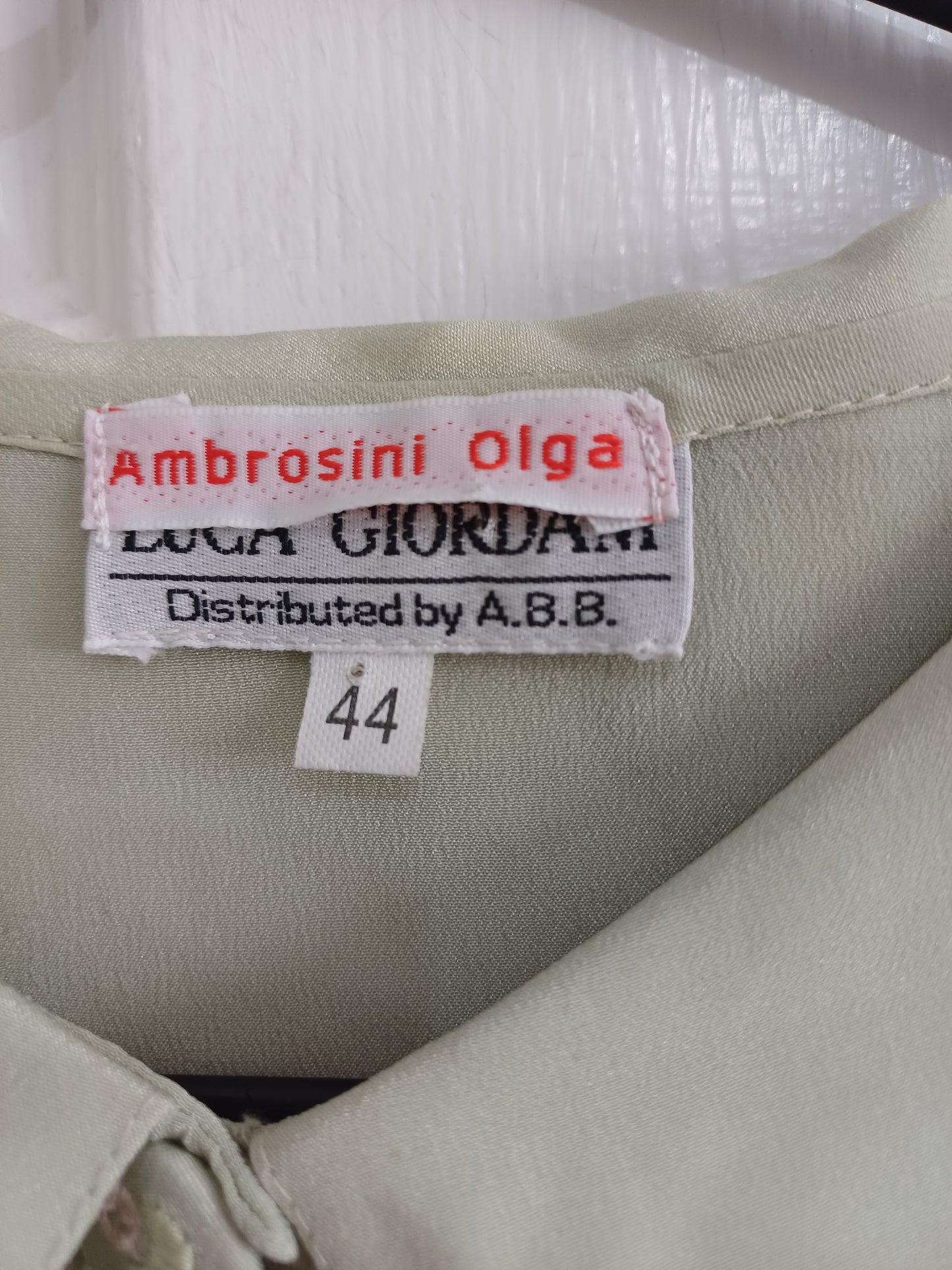 Ambrosini Olga Mint Green Acetate & Silk Blouse Size 16 22" PTP - Good Condition