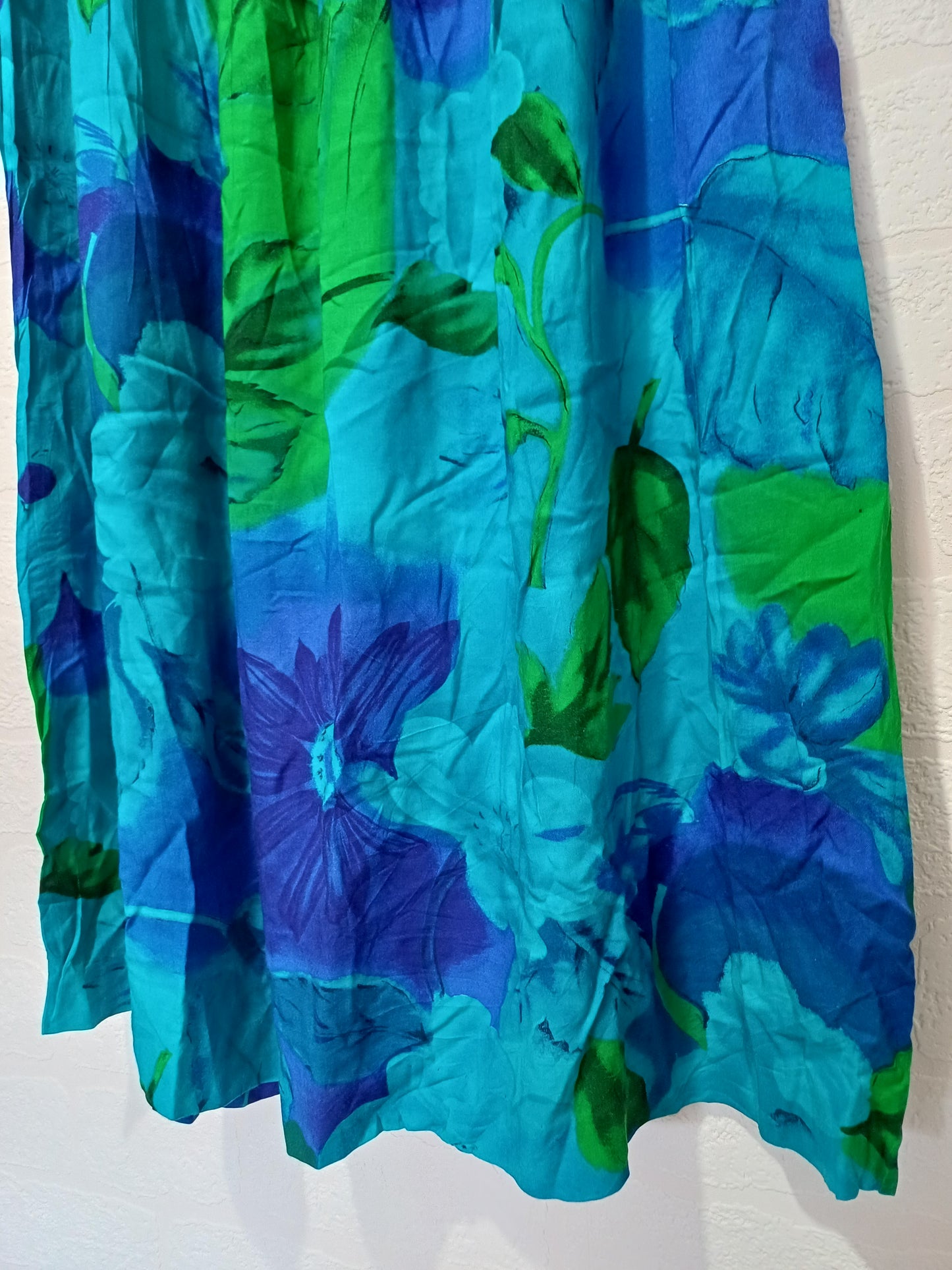Jessica Howard Blue Green Floral Maxi Skirt Approx Size 12 29" Waist - Very Good Condition