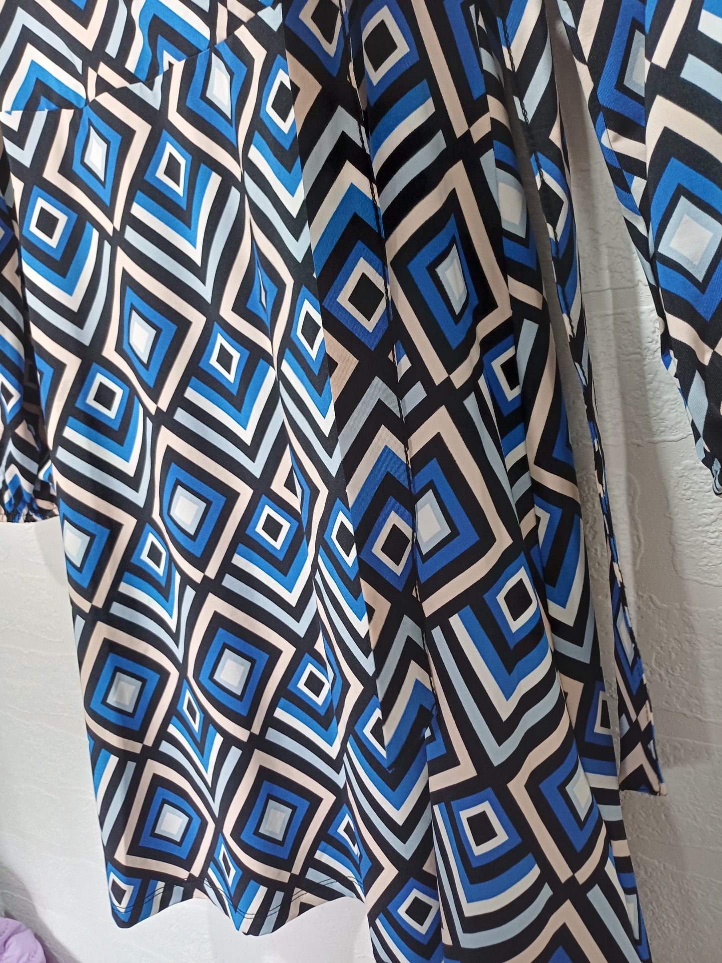 F&F Geometric Print Wrap Dress Size 8 17" PTP - Very Good Condition