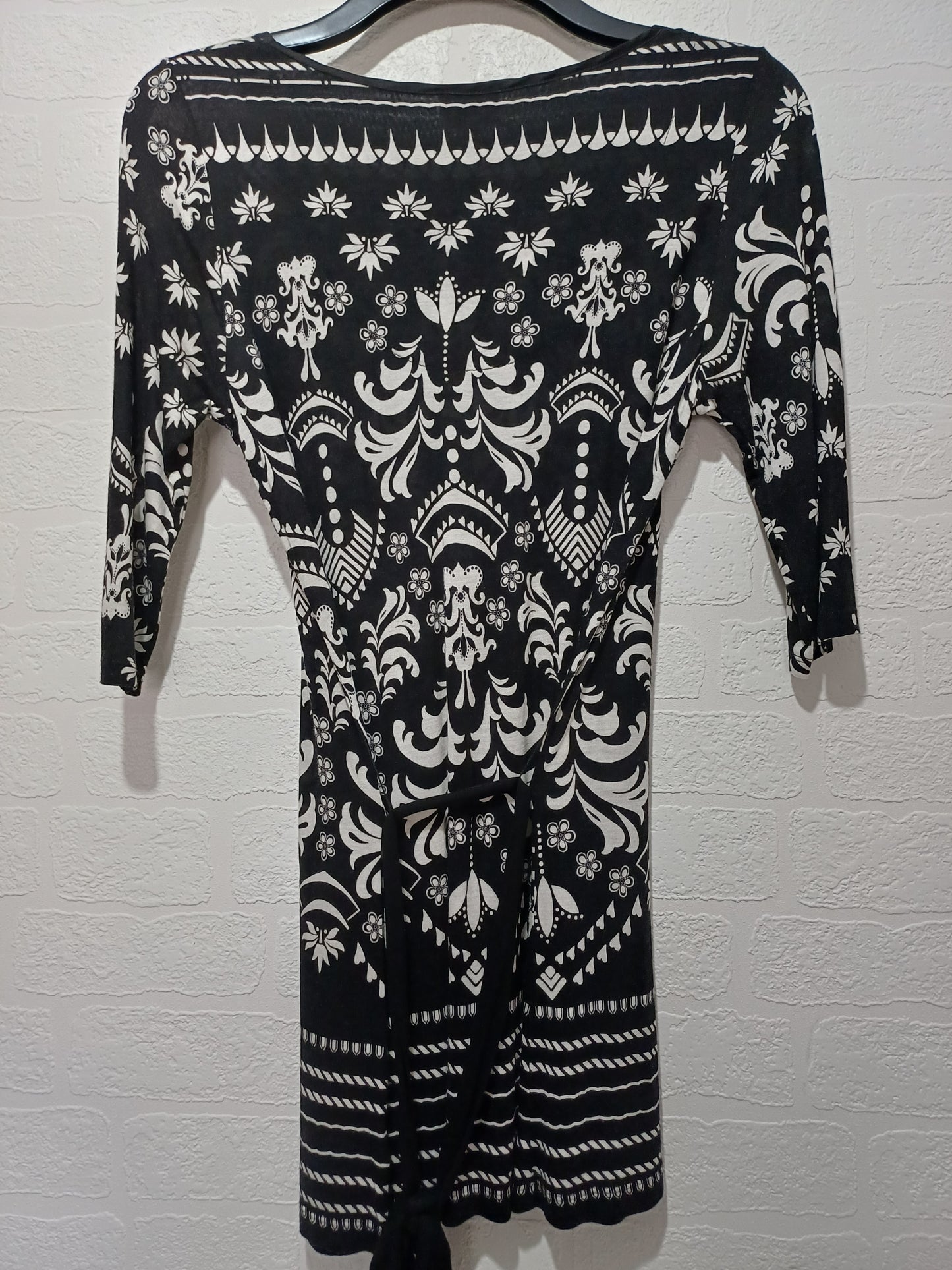 Next Black White Tribal Print Tunic Dress Size 12 17" PTP - Good Condition