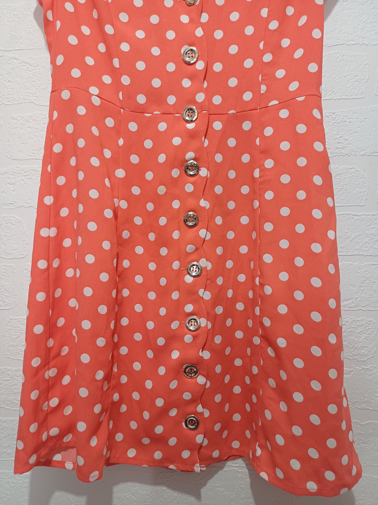 Women's Dress Oasis Orange White Polka Dot Size 8 - Very Good Condition