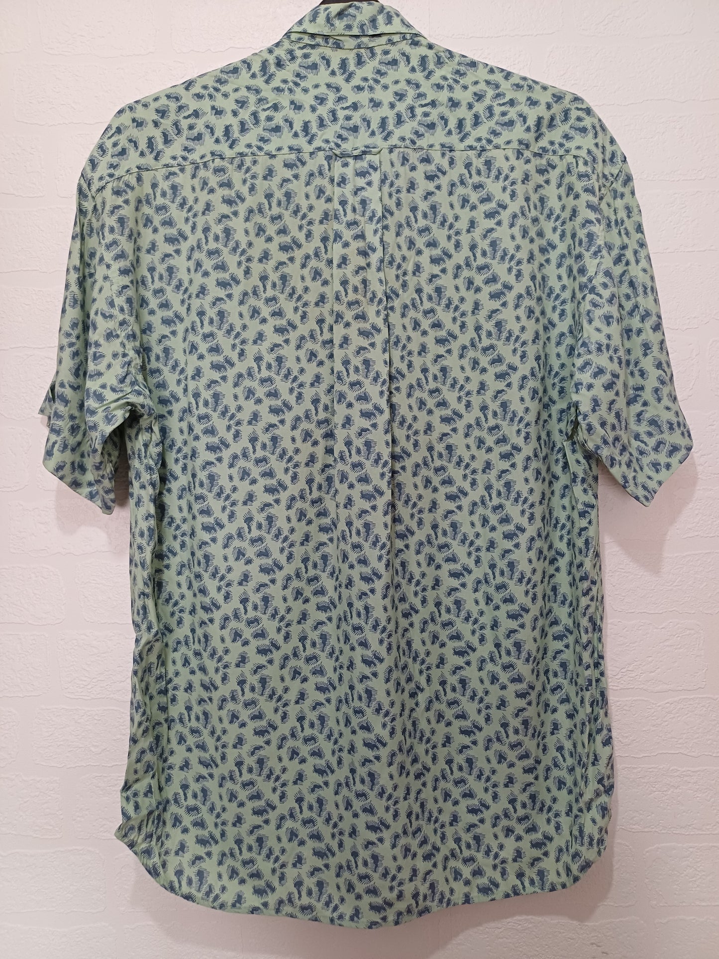 Men's Shirt DeKalb Mint Green & Blue Short Sleeve Chest Pocket Button Front Approx. XXL - Very Good Condition