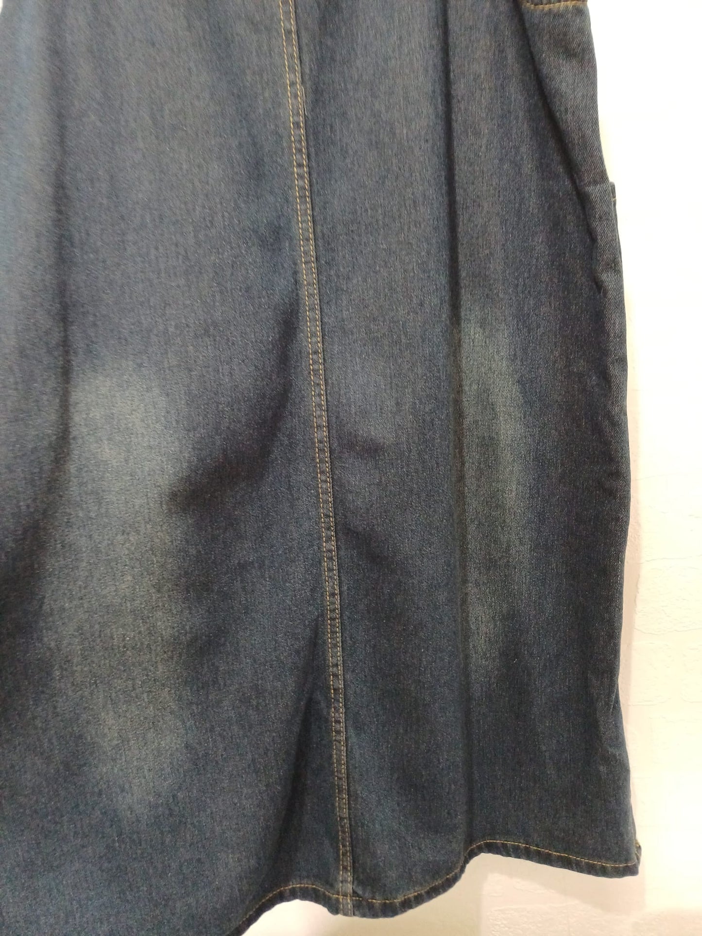Women's Pinafore Midi Dress Blue Denim Shoulder Straps XXL Approx. 22" PTP - Very Good Condition