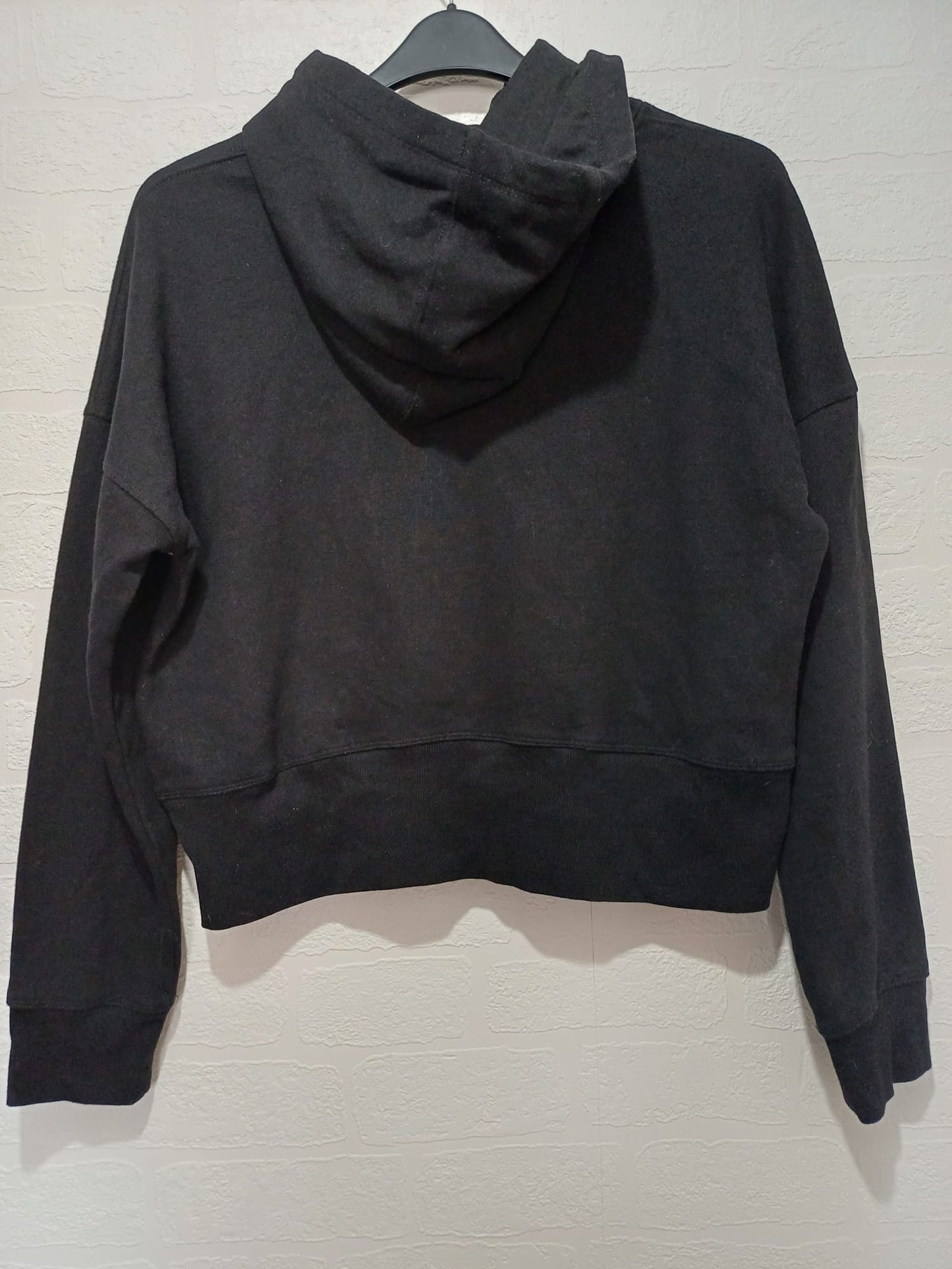 Women's Cropped Hoodie DKNY Black Rose Gold Logo Large Approx. 23" PTP - Very Good Condition