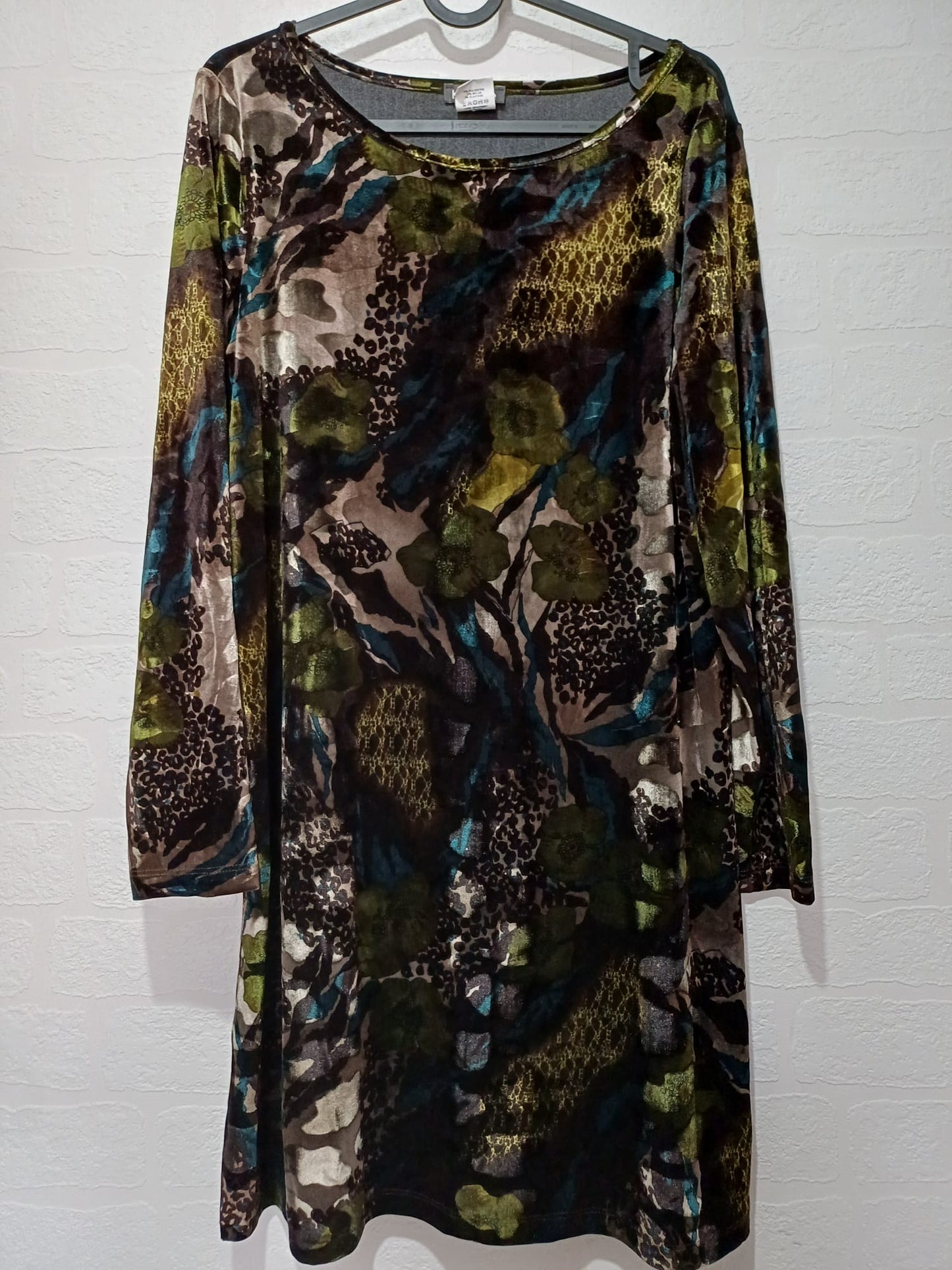 Women's Dress Kim & Co Multicoloured Velvet Style Size M Approx. 18" PTP - Very Good Condition