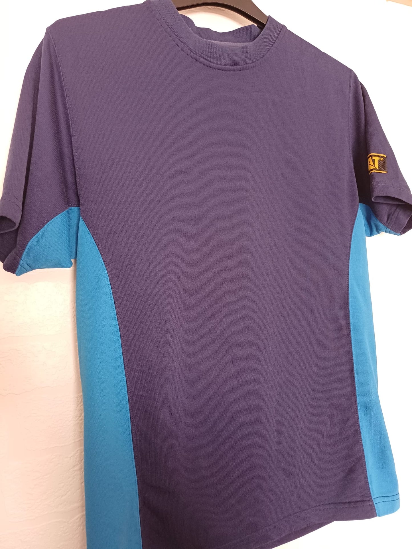 Men's T-Shirt CAT Caterpillar Navy Blue Short Sleeve Approx. Size L Approx. 21" PTP - Good Condition