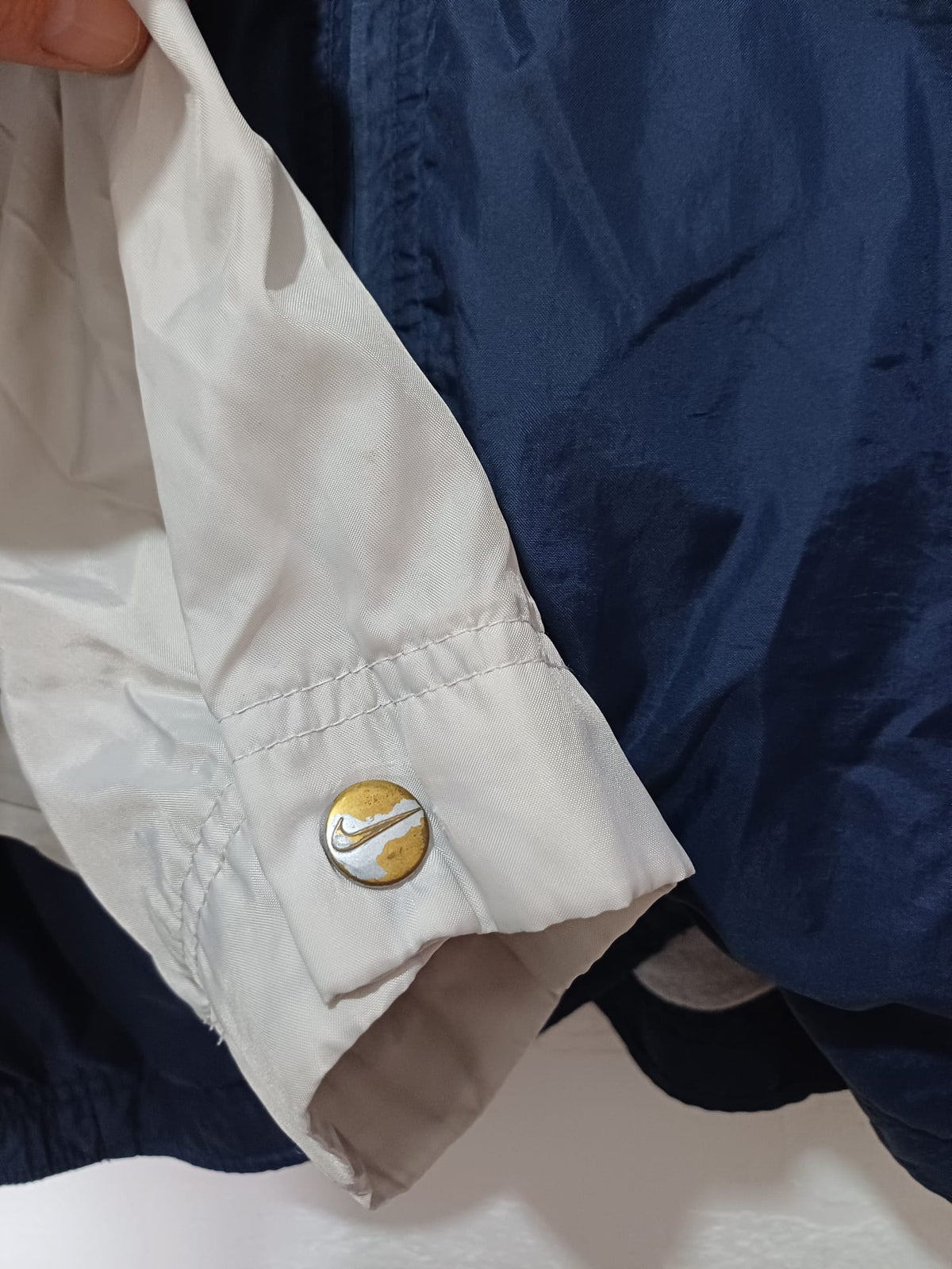 Men's Windbreaker Nike Blue White Mesh Lined Zip Up Vintage Approx. 25" PTP - Very Good Condition