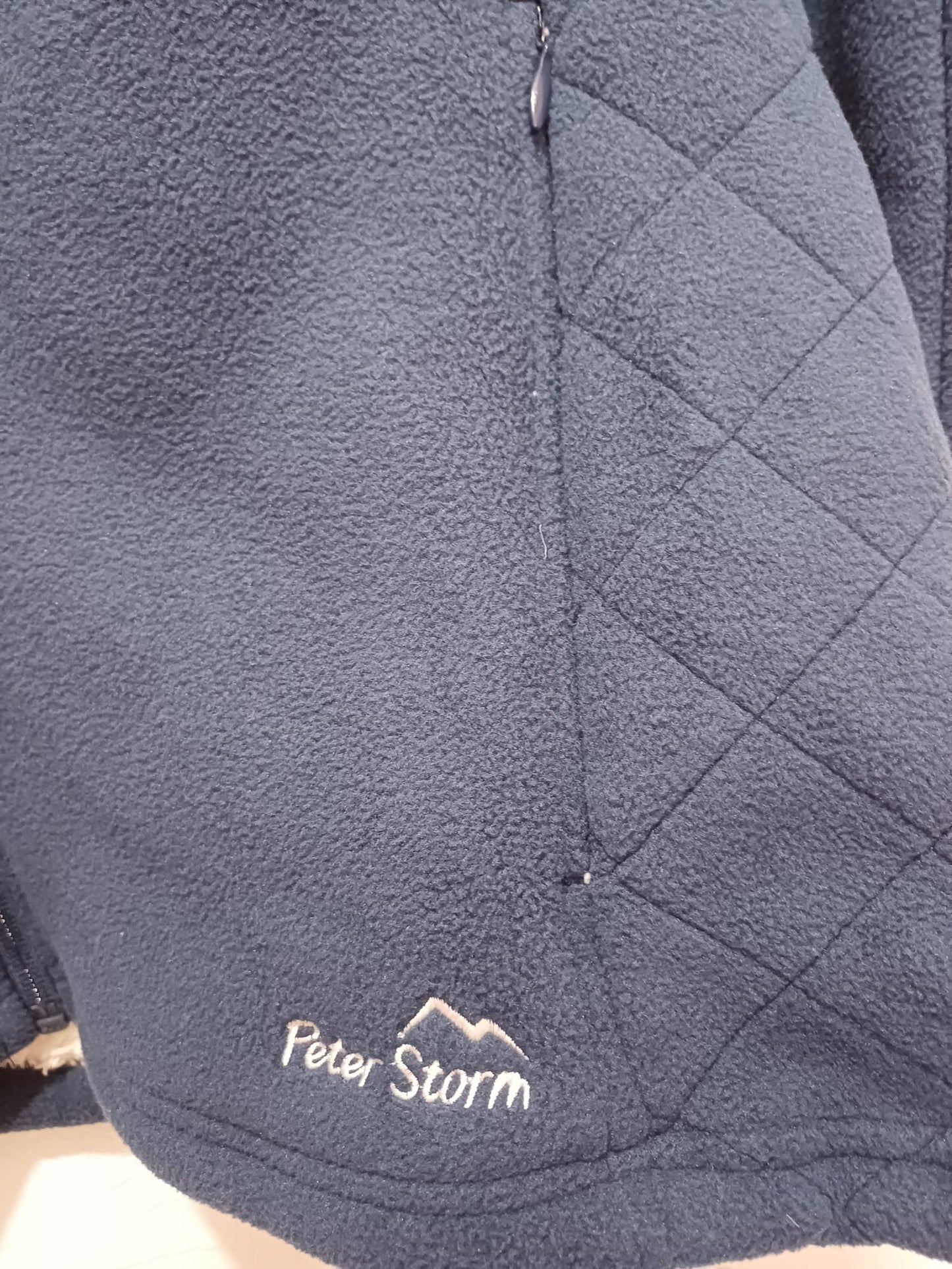 Women's Fleece Jacket Peter Storm Navy Blue Sherpa Lined Hooded Full Zip Size 18 Approx. 24" PTP - Very Good Condition