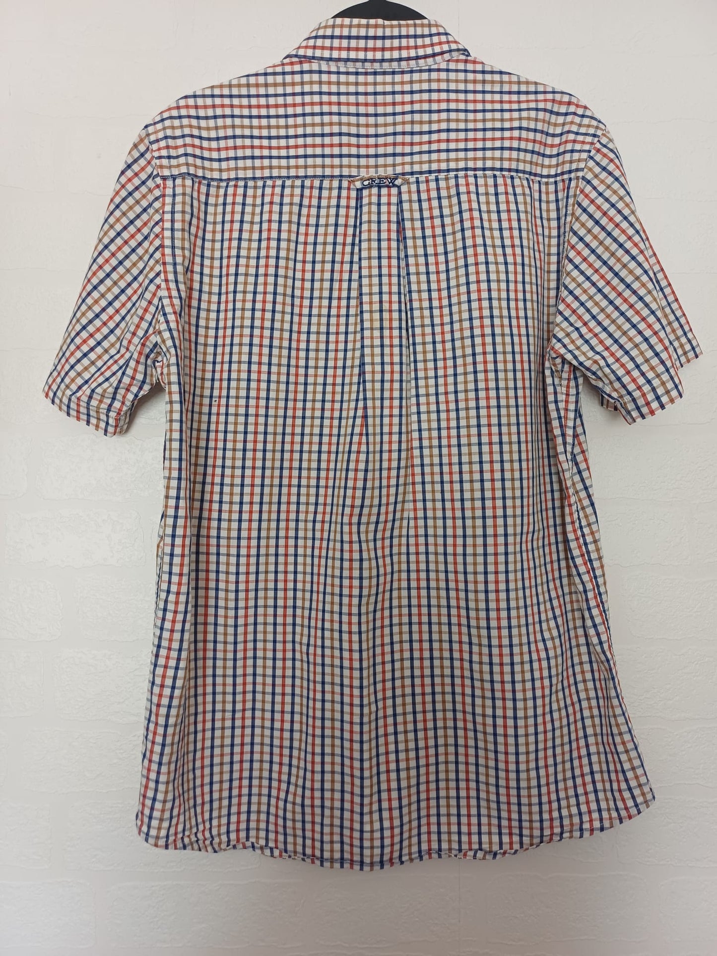 Men's Shirt Crew Clothing Multicoloured Check Short Sleeve Approx. 21" PTP - Very Good Condition