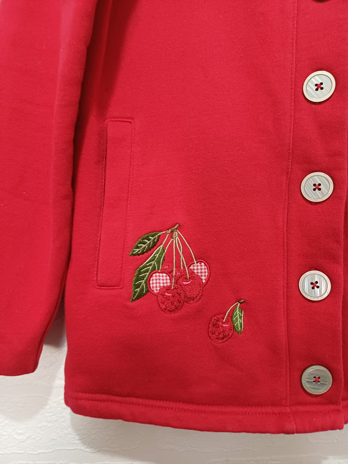Women's Jacket/Cardigan Tulchan Originals Red Cherry Embroidered Button-Up Size S