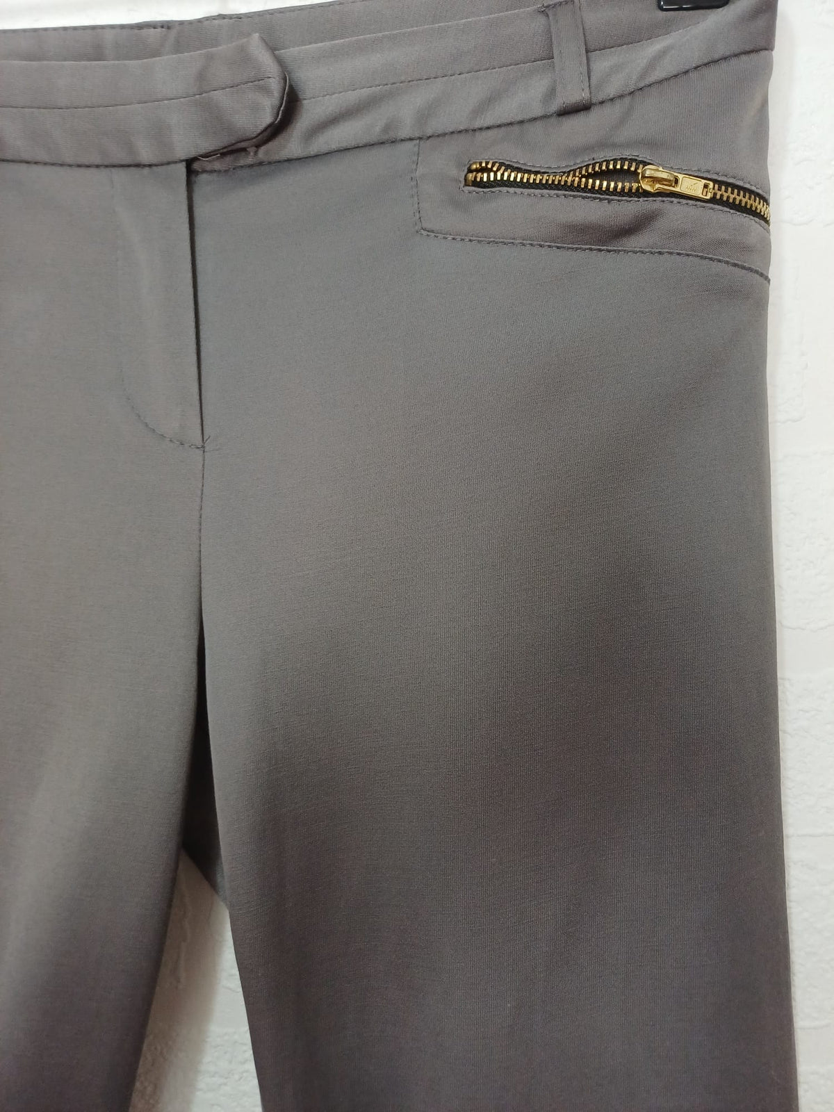 Women's Trousers Dorothy Perkins Grey Slim Leg Gold Zip Size 12 Very Good Condition