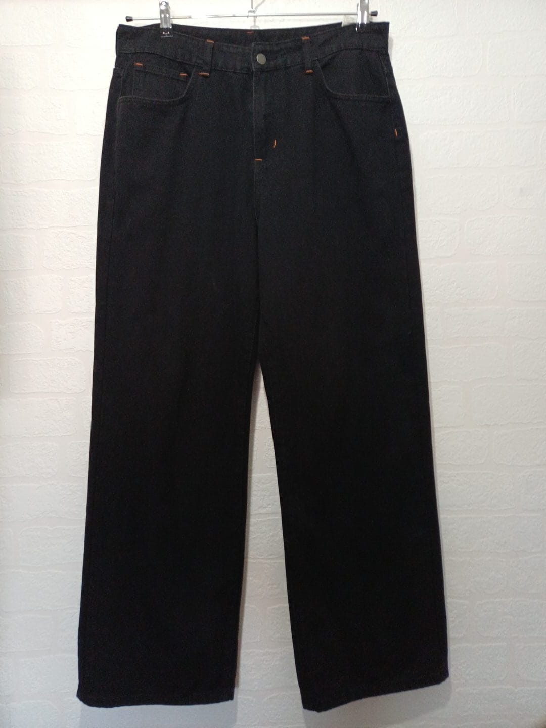 Men's Jeans SHEIN Black Embroidered Dragon Graphic Wide Leg Size L Very Good Condition