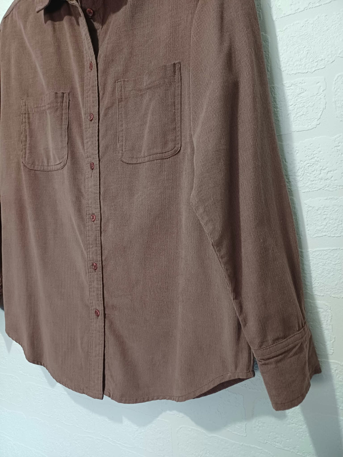 Women's Shirt George Purple-Brown Fine Corduroy Long Sleeve Button-Up Size 8 Very Good Condition