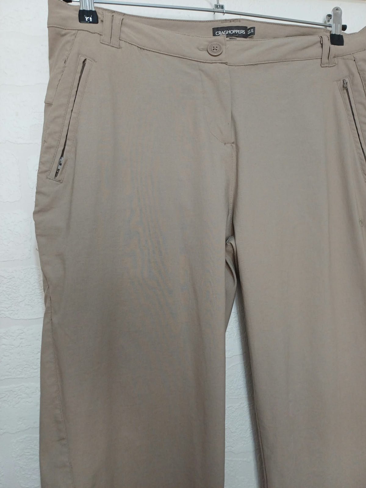 Women's Trousers Craghoppers Khaki Beige Outdoor Walking Size 16 Short Very Good Condition