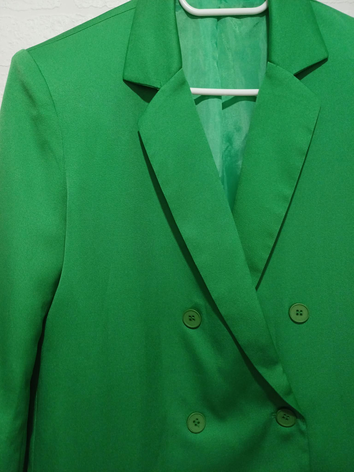 Women's Blazer PrettyLittleThing Green Double-Breasted Oversized Tailored Size UK 6 Very Good Condition