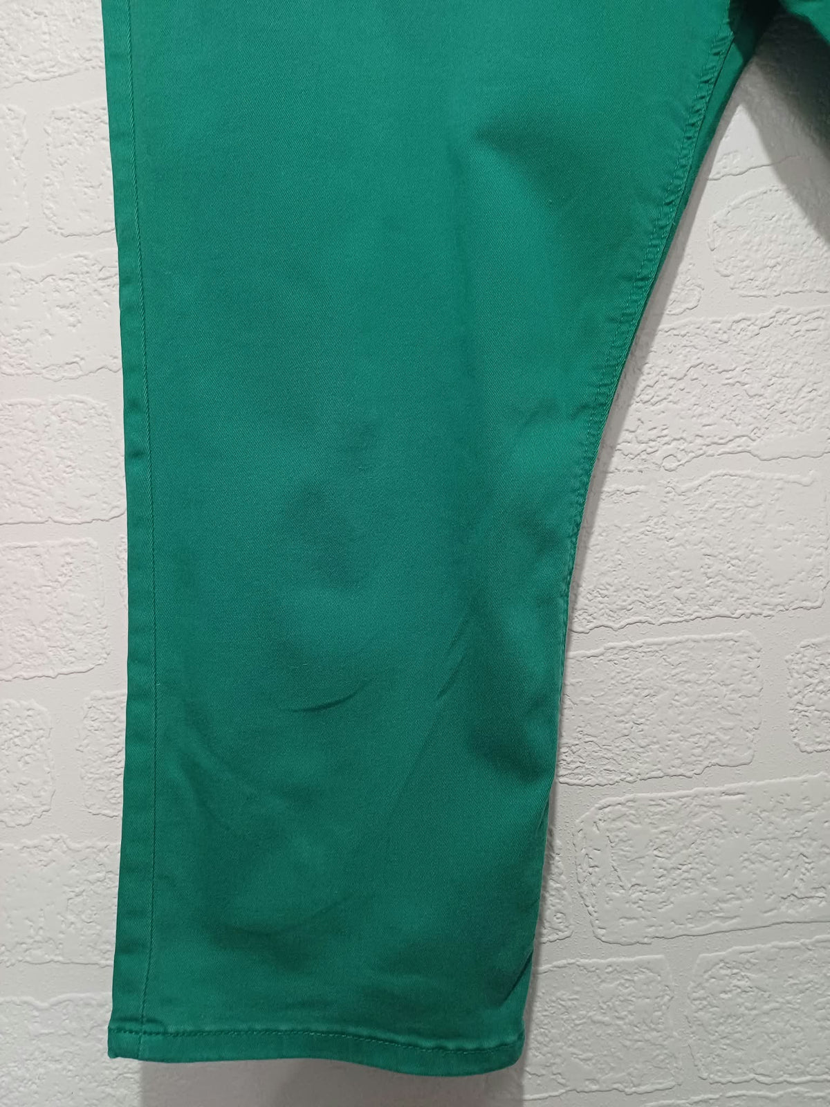 Women's Cropped Trousers M&S Emerald Green Super Skinny Stretch Plus Size UK 18 Regular Very Good Condition