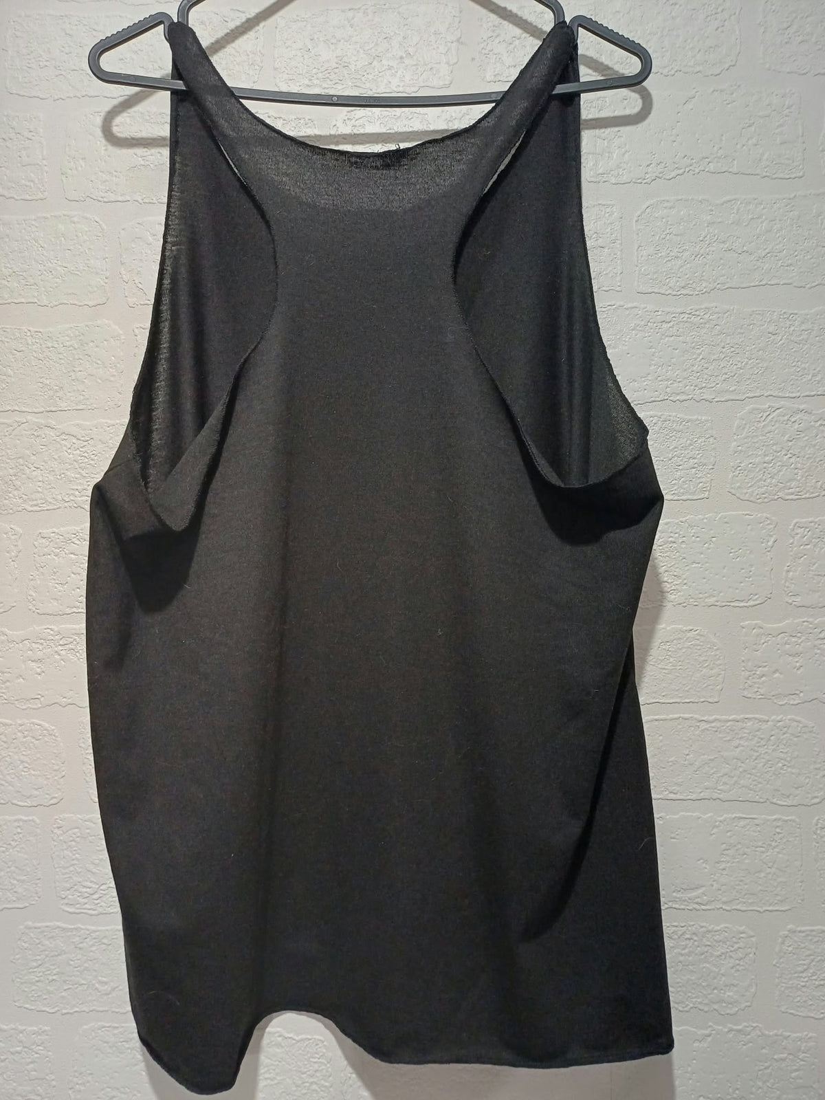 Women's Vest Top SHEIN Black Gold Guitar Playing Cat Graphic Racerback Size L Very Good Condition