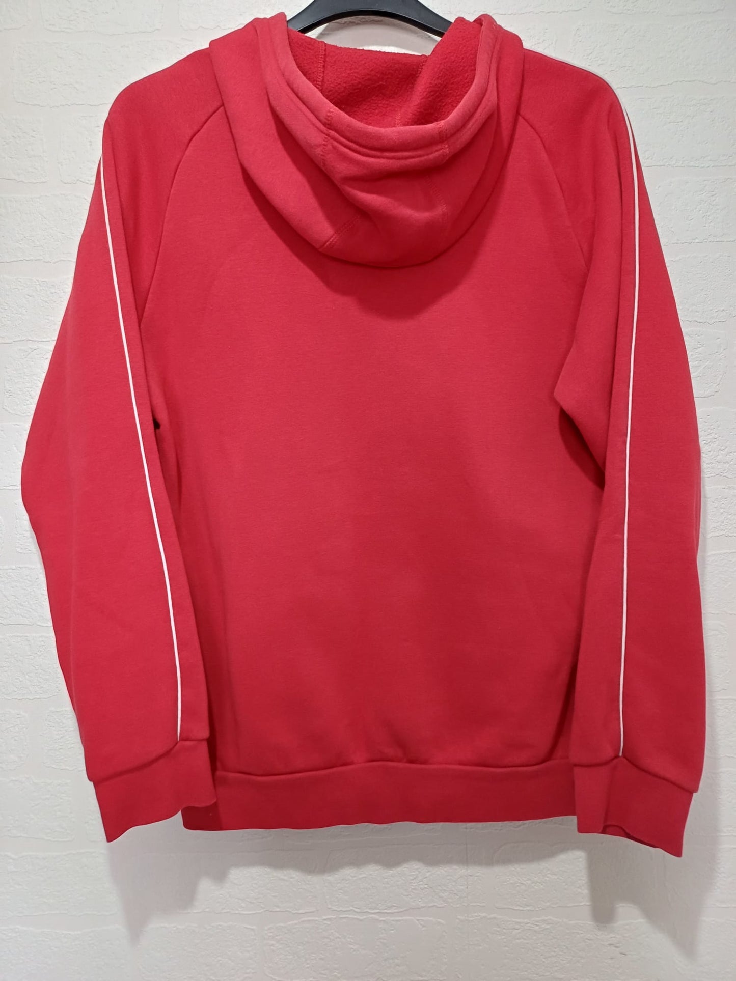 Men's/Women's Pullover Hoodie Adidas Red Embroidered Logo Drawstring Hood Kangaroo Pocket Medium Approx. 22" PTP - Very Good Condition