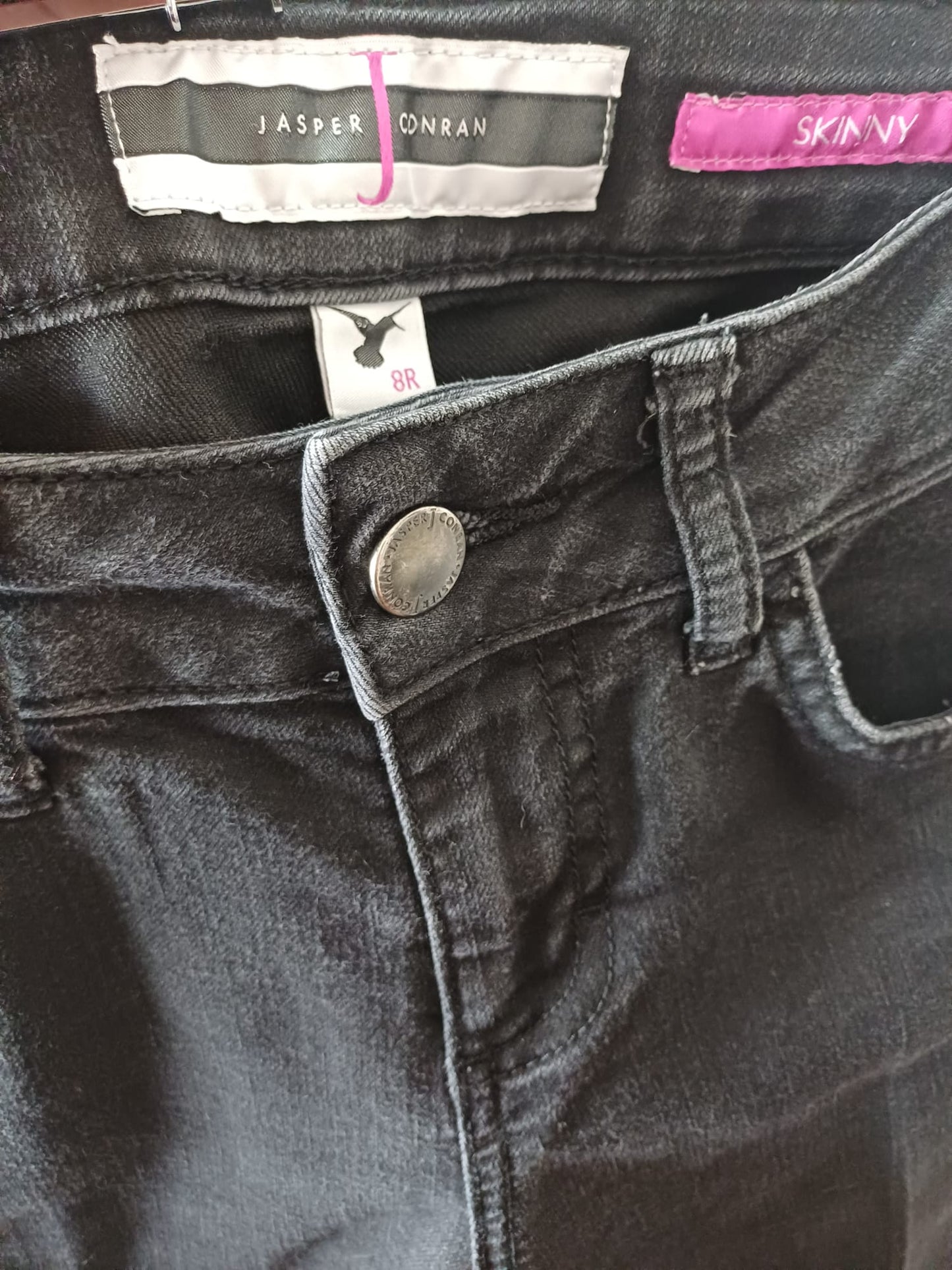 Women's Skinny Jeans Jasper Conran Black Stretch Denim Size UK 8 / W28 L27 - Very Good Condition