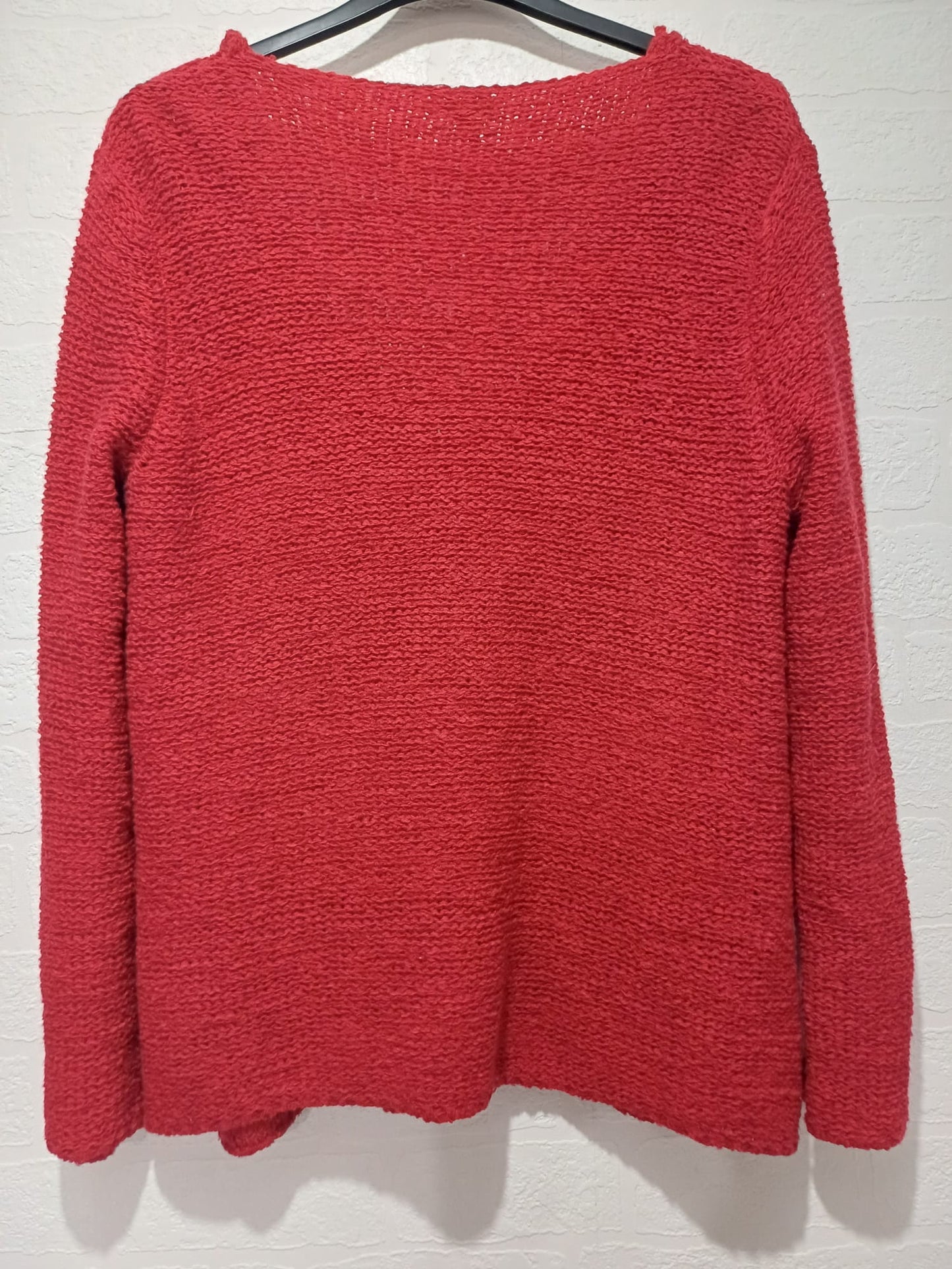 Women's Cardigan Per Una M&S Red Chunky Knit Single Button Size XL Approx. 22" PTP - Excellent Condition