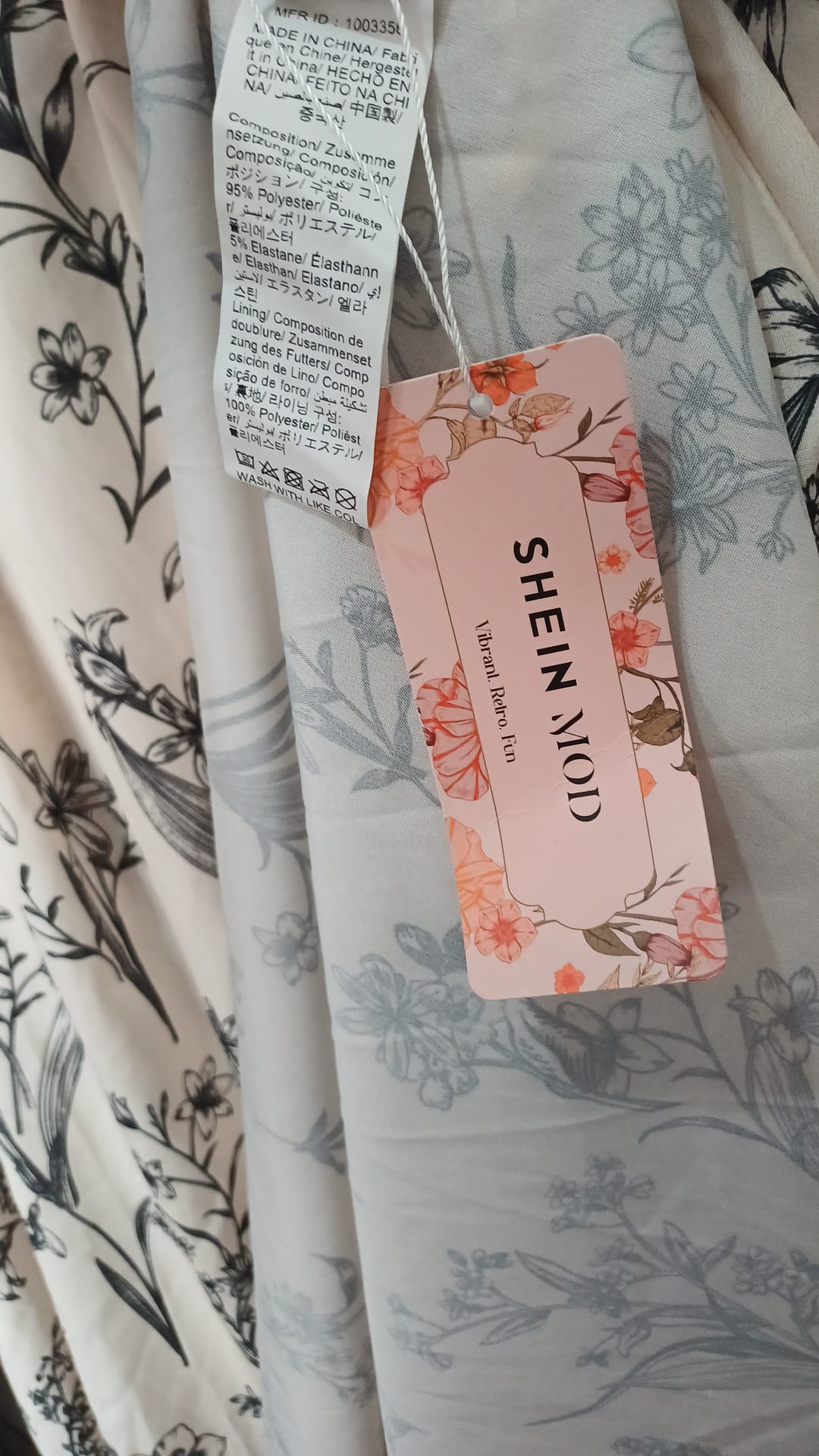 Women's Maxi Dress SHEIN Cream Black Floral Size L BNWT