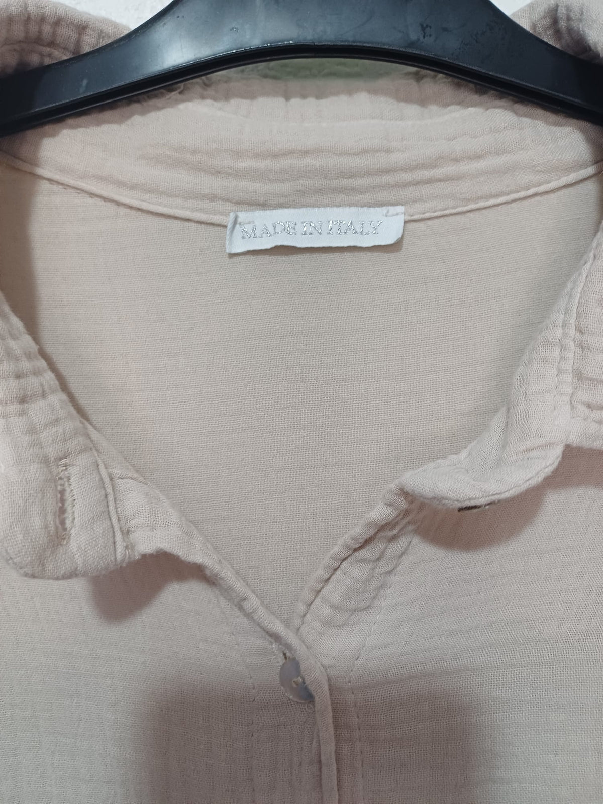 Women's Shirt Made in Italy Beige Double Gauze Cotton Sequin Evil Eye Oversized One Size Very Good Pre-owned Condition