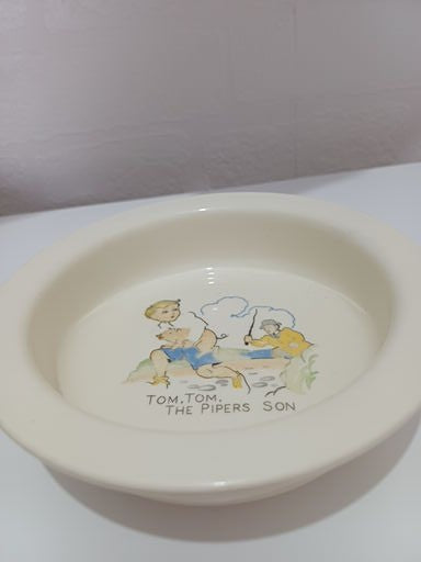 Vintage Fine Bone China Tom Tom The Piper's Son Nursery Rhyme Child's Bowl Made in England