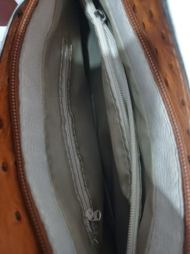 Handbag Converts Into Backpack White Tan Zip Pockets Preloved - Good Condition