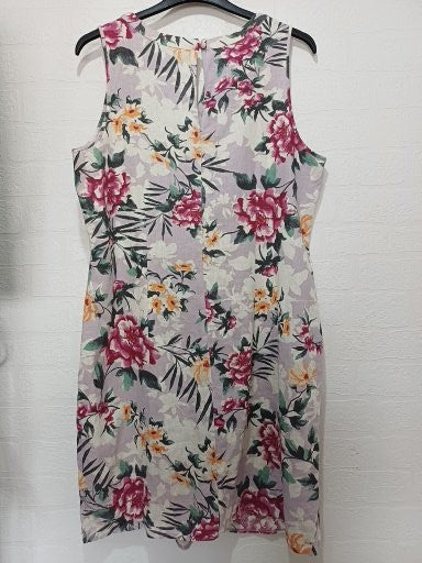 Women's Dress George Purple Lilac Floral Sleeveless Linen Blend Size 18 Approx. 22" PTP - Very Good Condition