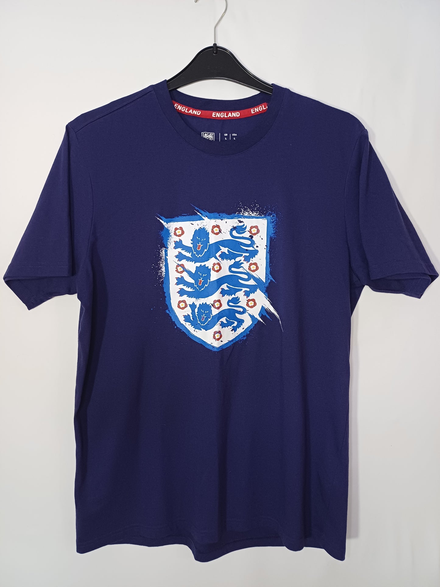 England Navy Blue T-Shirt Large 21" PTP - Very Good Condition