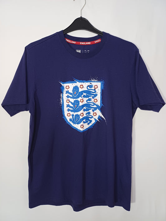 England Navy Blue T-Shirt Large 21" PTP - Very Good Condition