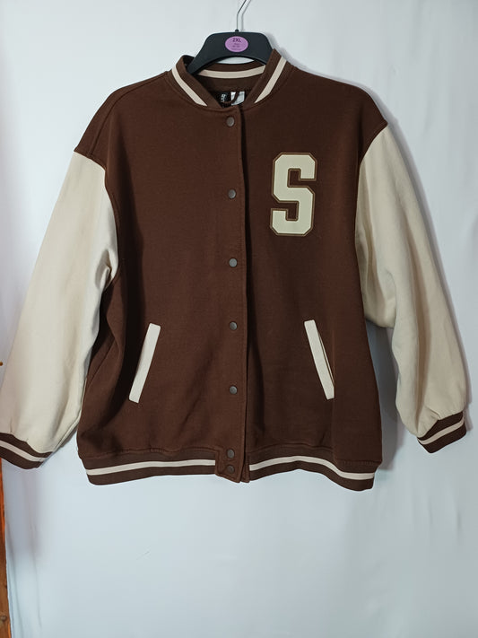 Divided Brown and White Varsity Jacket Medium 25" PTP - Very Good Condition