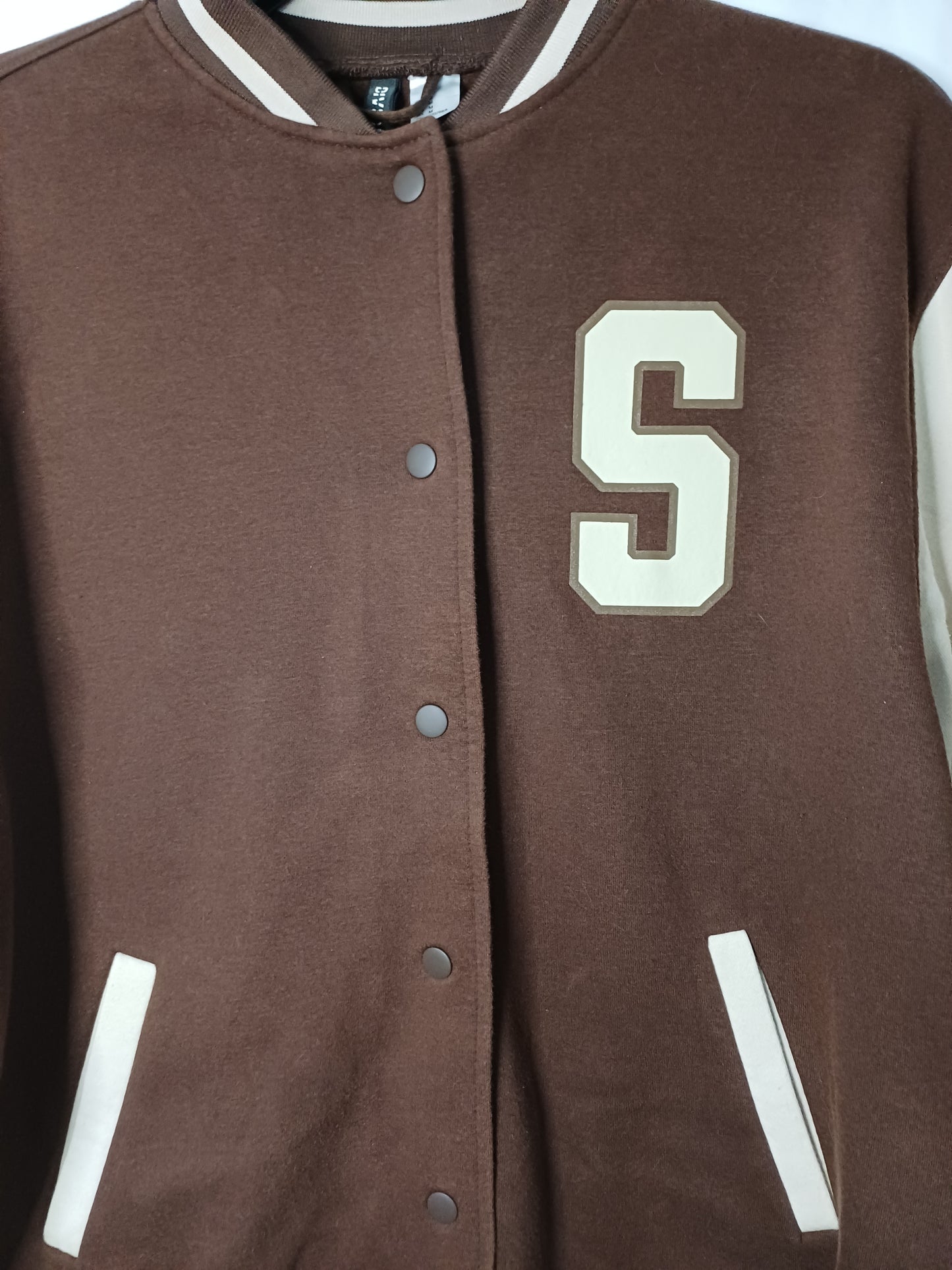 Divided Brown and White Varsity Jacket Medium 25" PTP - Very Good Condition