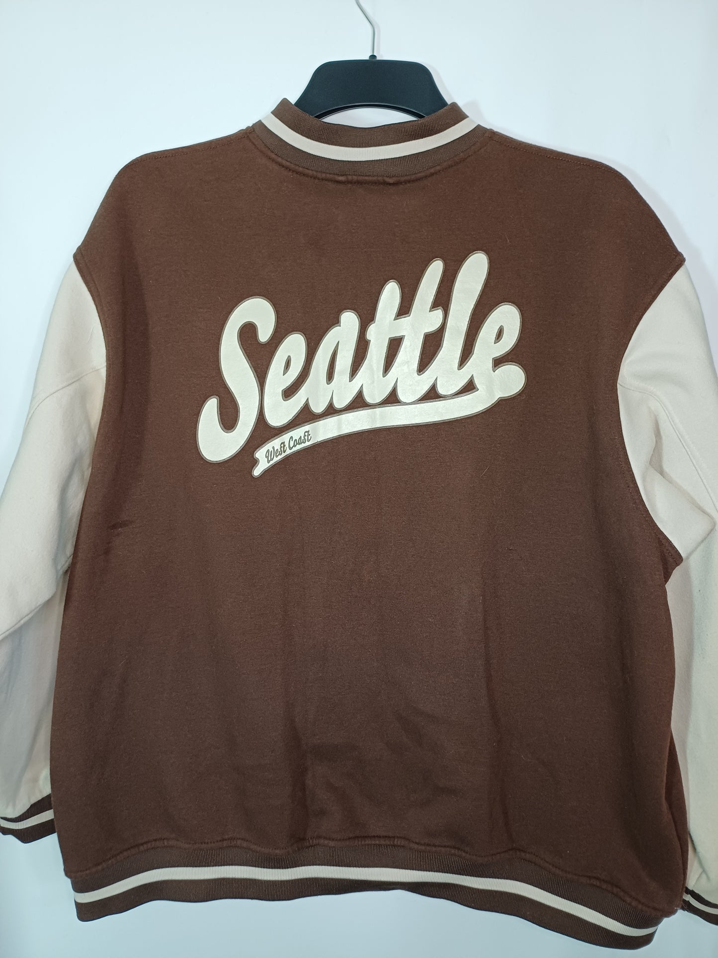 Divided Brown and White Varsity Jacket Medium 25" PTP - Very Good Condition