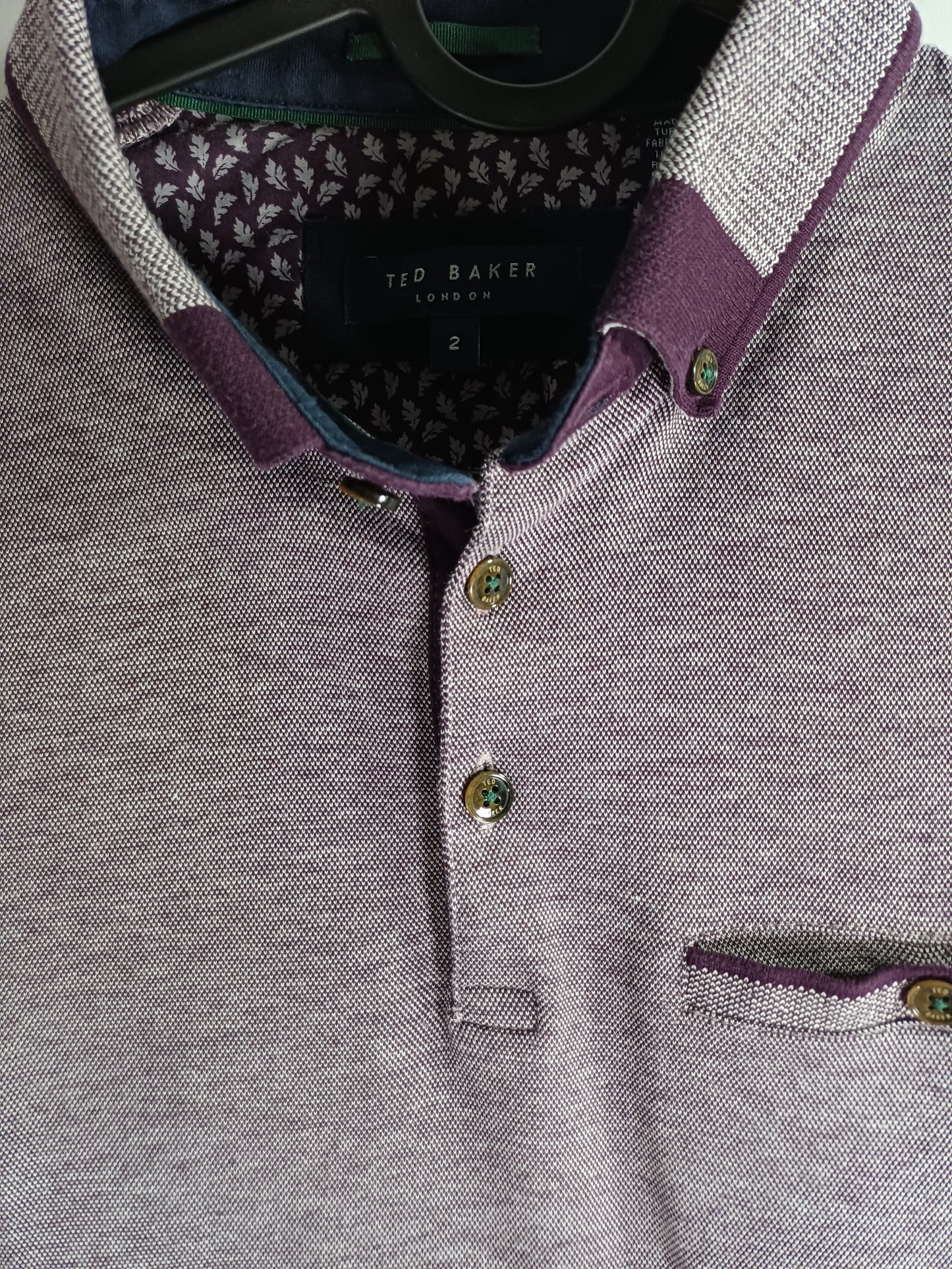 Women's Ted Baker Grey and Purple Polo Neck T-Shirt Size 2 / UK 10