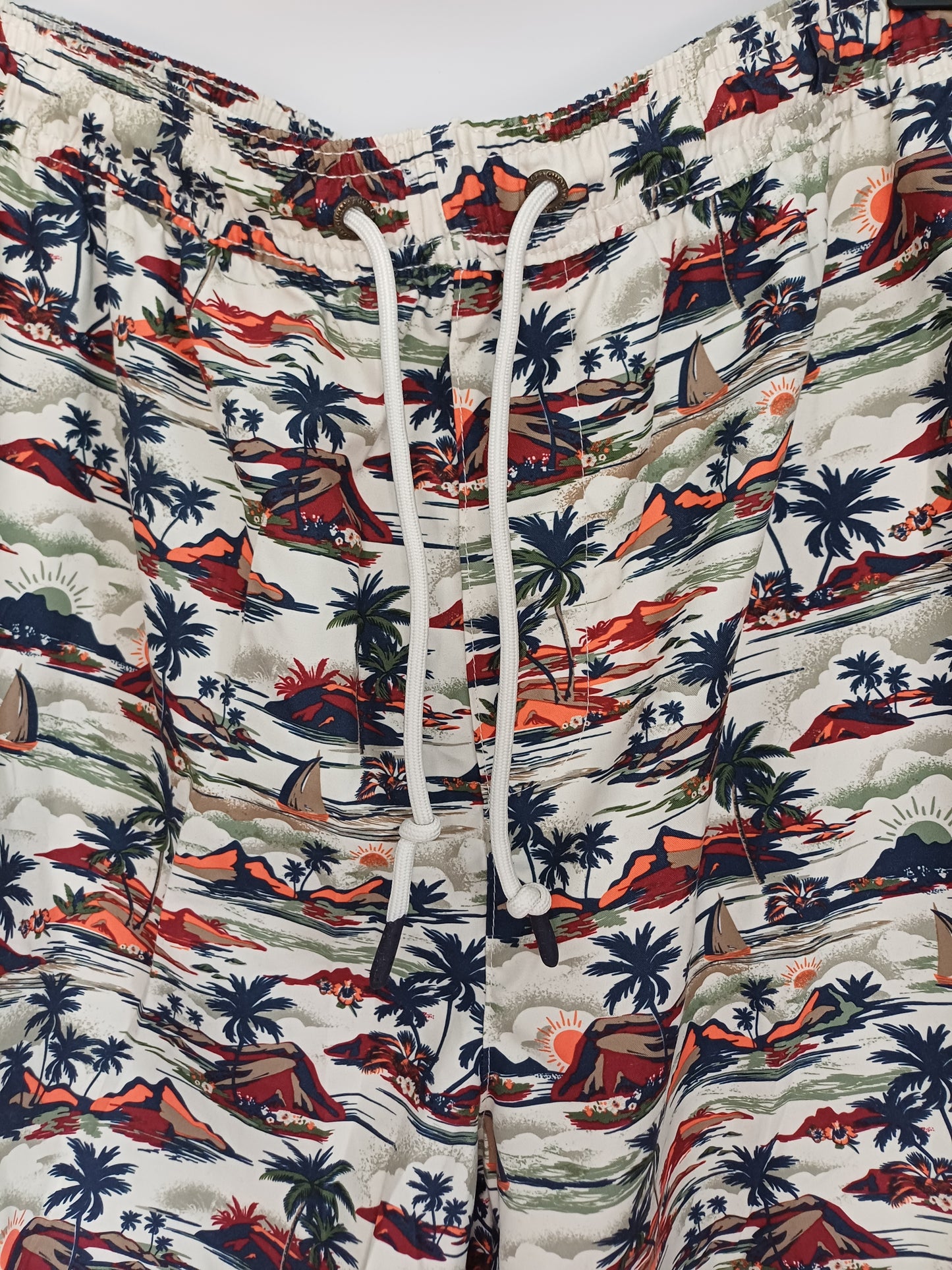 Easy Multi Colour Beach Print Mens Swim Shorts W40 Long 18" - Very Good Condition