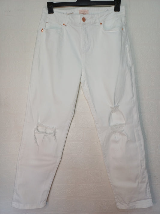 Ted Baker Women's White Distressed Ripped Jeans - W33 L27 - Tag 30 - Very Good Condition