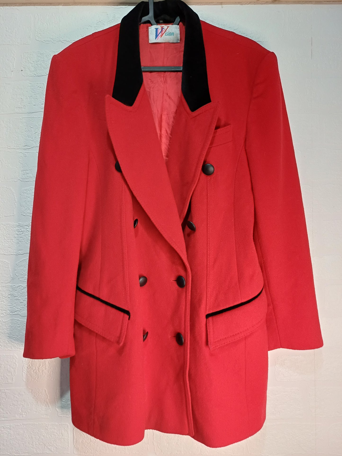 Women's Vintage C&A Wool Cashmere Red Blazer Jacket – UK 10