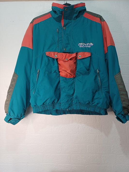 Men's Vintage 90s Ski Jacket – Green & Orange | XL