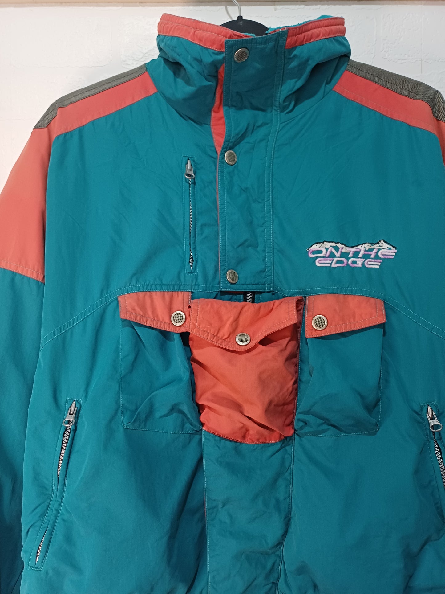 Men's Vintage 90s Ski Jacket – Green & Orange | XL