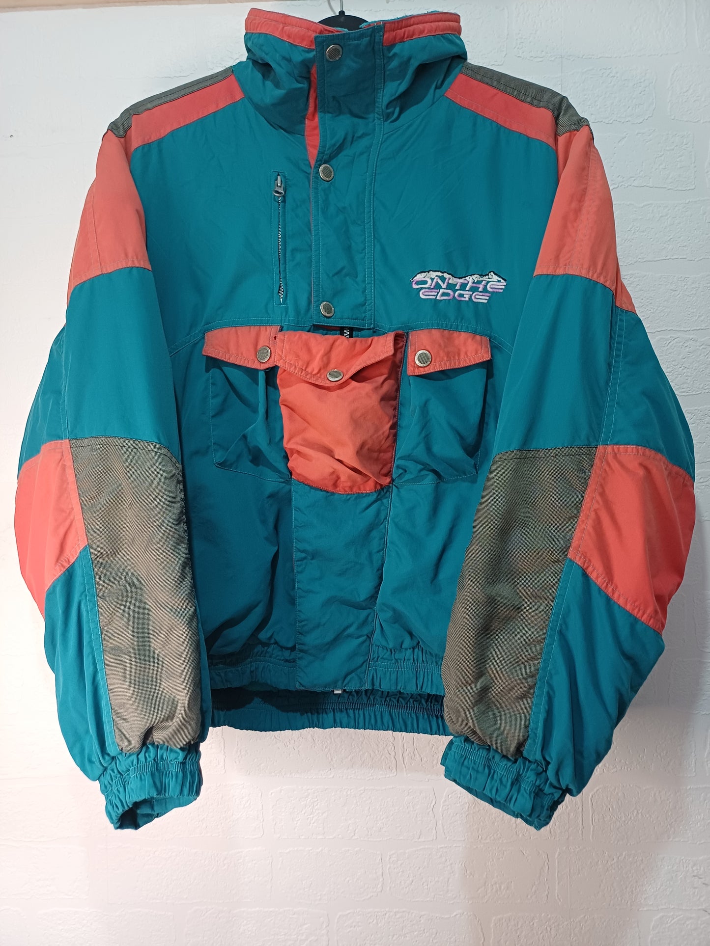 Men's Vintage 90s Ski Jacket – Green & Orange | XL