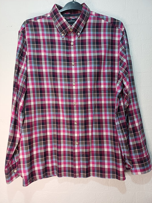 Blue Harbour Men's Pink Multi-Colour Checkered Luxury Cotton Twill Shirt XXL - Very Good Condition
